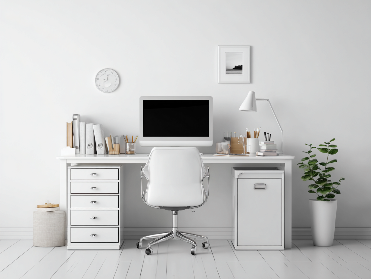 Bureau - MDF-métal - 165x60x75 cm - blanc-argenté - style scandinave-Vazenlohome