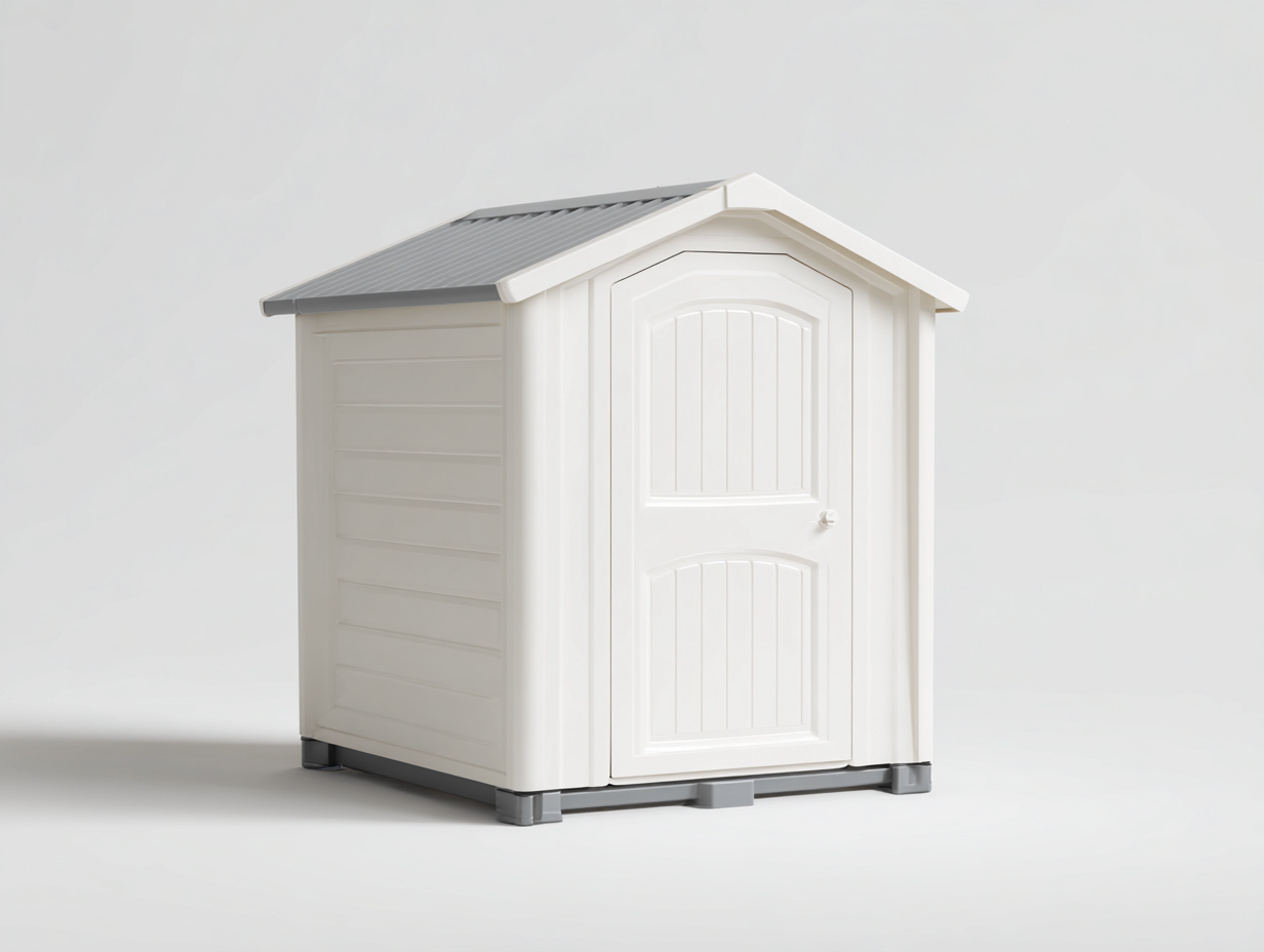 Abri de jardin - résine - 240x180x210 cm - blanc-gris clair - style classique-Vazenlohome