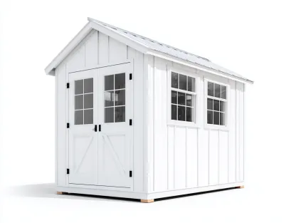 Abri de jardin - bois-verre-métal - 420x260x255 cm - blanc-gris clair - style moderne-Vazenlohome