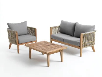 Canapé de jardin-bois-corde-tissu-158x76x76 cm-naturel-gris-style moderne-Vazenlohome