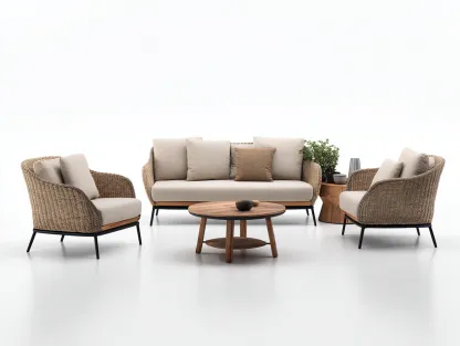 Canapé de jardin - résine tressée-aluminium-bois - 210x82x78 cm - beige-noir-bois naturel - contemporain-Vazenlohome
