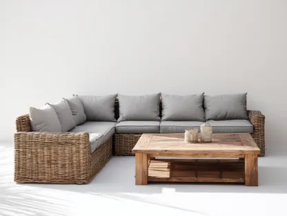 Canapé de jardin-rotin-bois-tissu-285x220x76 cm-marron-gris-style naturel-Vazenlohome