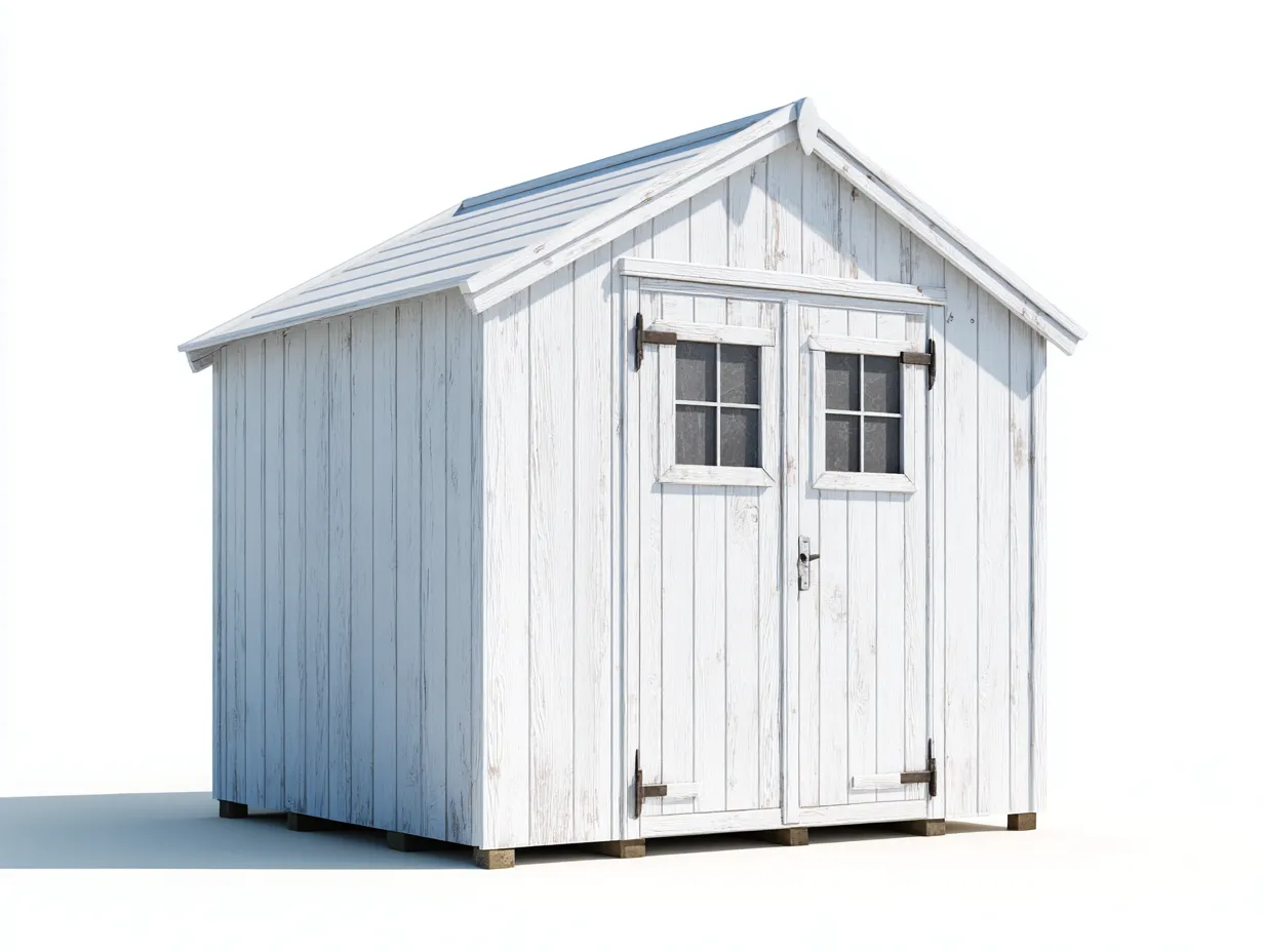 Abri de jardin - bois-verre-métal - 400x245x250 cm - blanc vieilli - style campagne-Vazenlohome