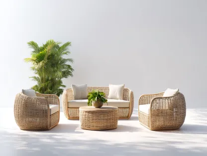 Canapé de jardin-rotin-tissu-bois-150x78x76 cm-naturel-beige-style bohème-Vazenlohome