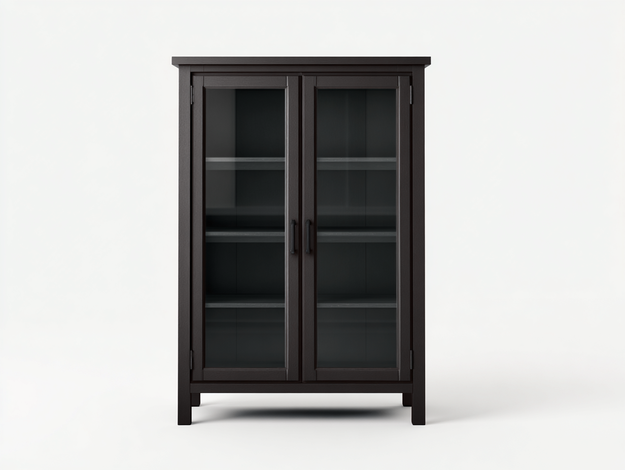 Vitrine - bois-verre-métal - 82x36x126 cm - brun foncé-noir - classique-Vazenlohome