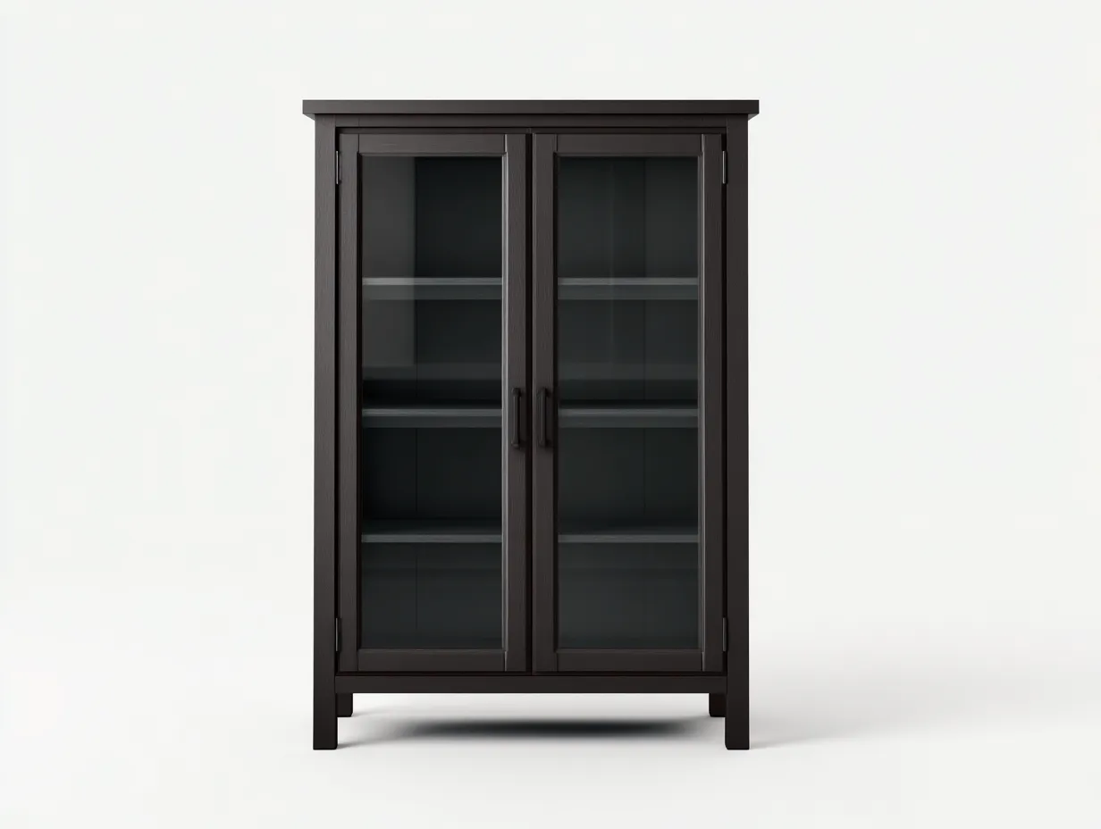 Vitrine - bois-verre-métal - 82x36x126 cm - brun foncé-noir - classique-Vazenlohome