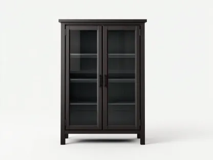 Vitrine - bois-verre-métal - 82x36x126 cm - brun foncé-noir - classique-Vazenlohome