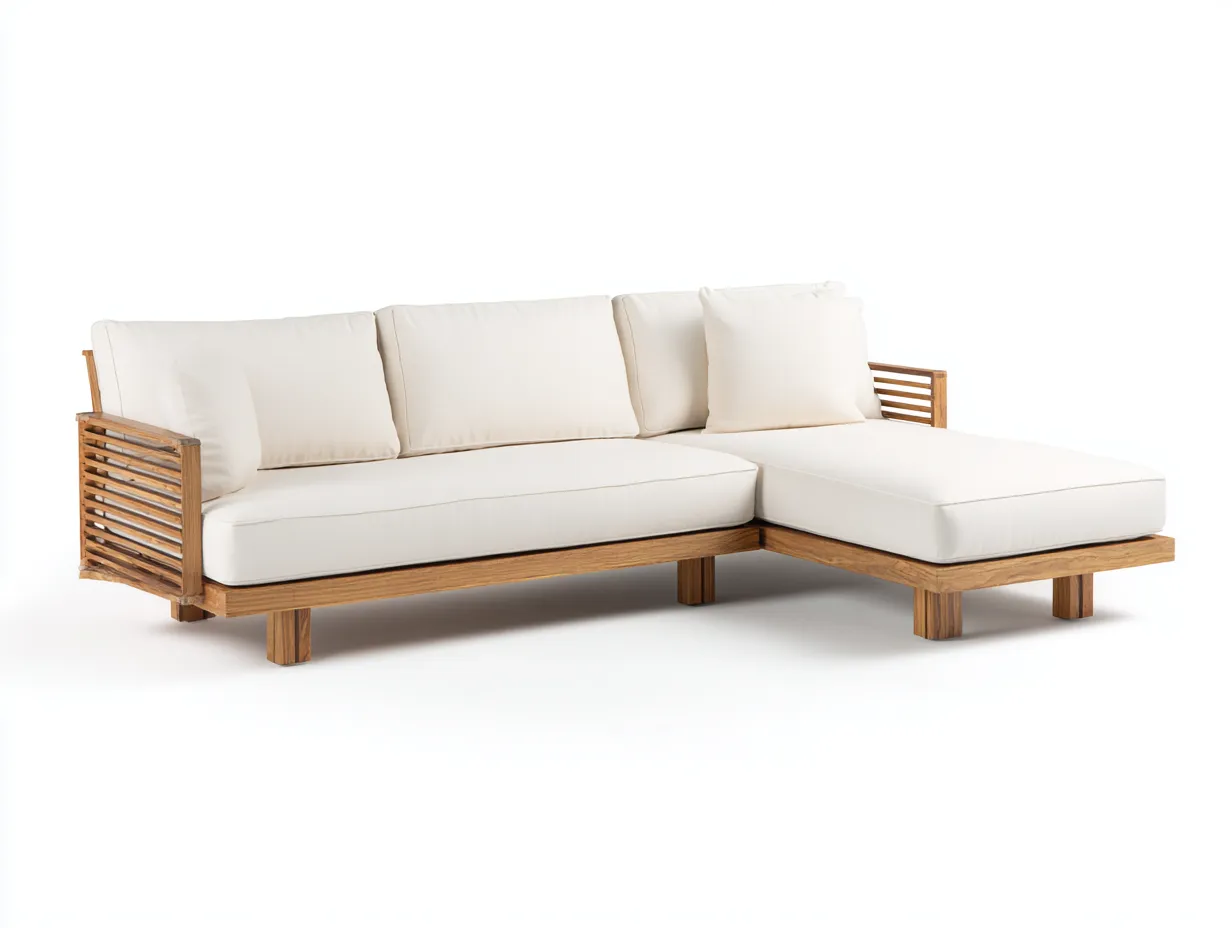 Canapé de jardin-bois-tissu-240x160x75 cm-naturel-beige-style moderne-Vazenlohome