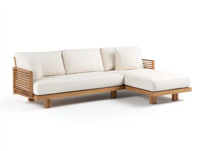 Canapé de jardin-bois-tissu-240x160x75 cm-naturel-beige-style moderne-Vazenlohome