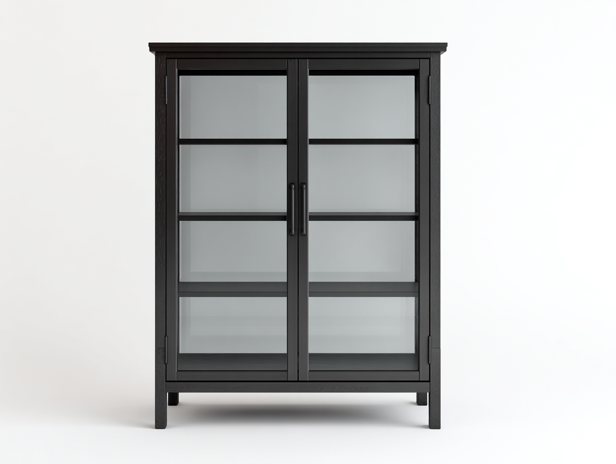 Vitrine - bois-verre-métal - 94x37x130 cm - noir - moderne-Vazenlohome