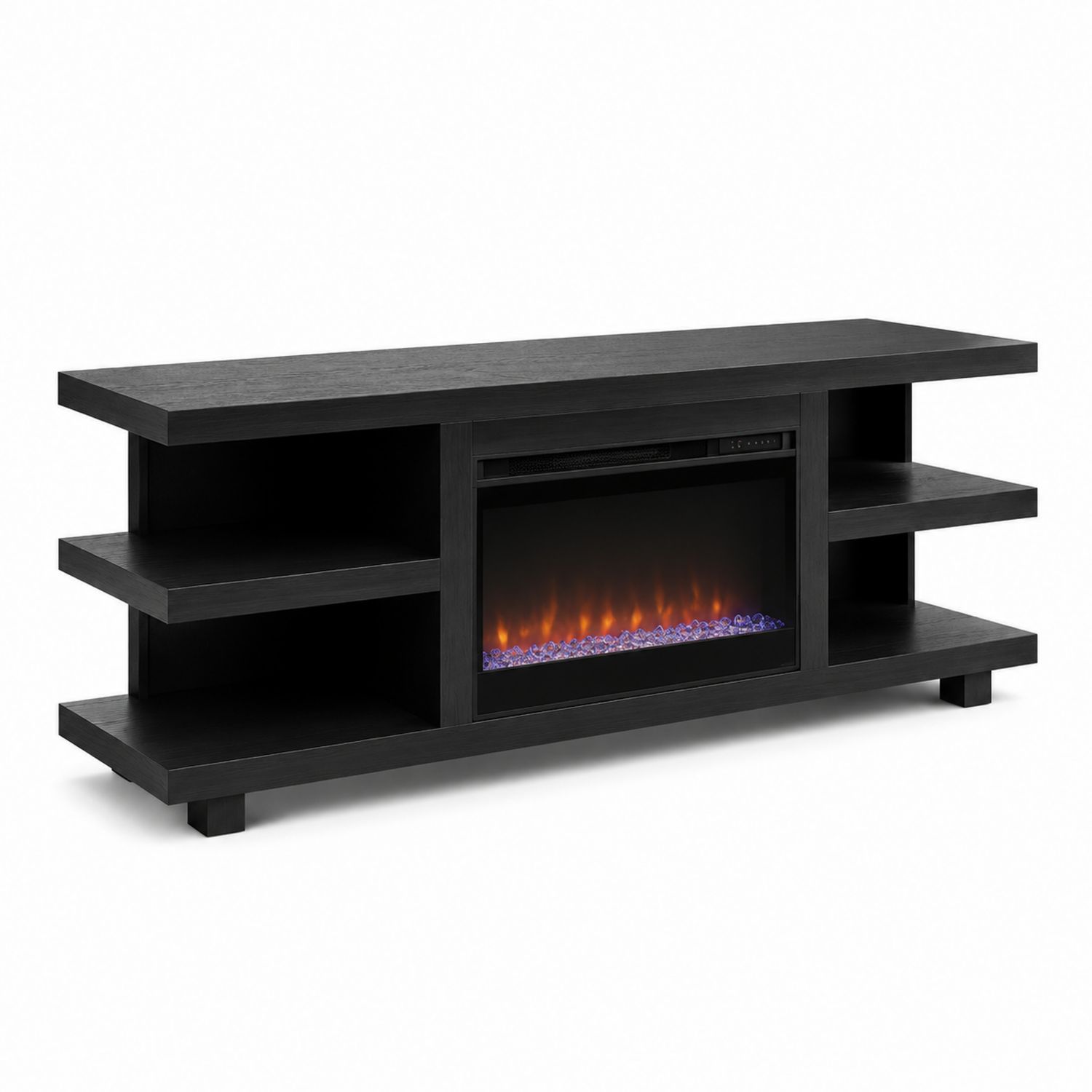 Mueble para TV con Chimenea Eléctrica de Madera Negro