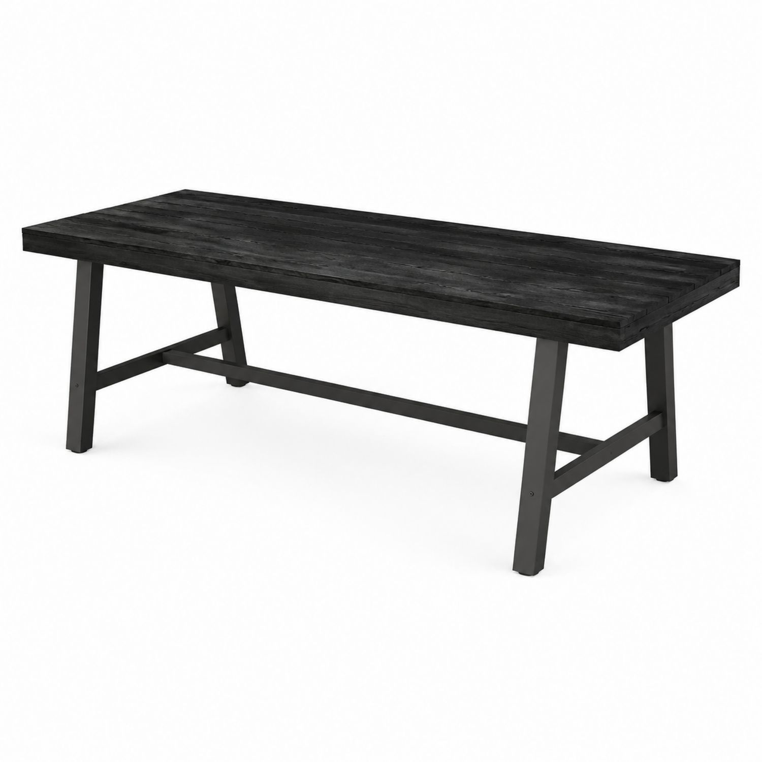 Mesa de comedor rectangular con tablero de madera y patas de metal, 200x90x75 cm