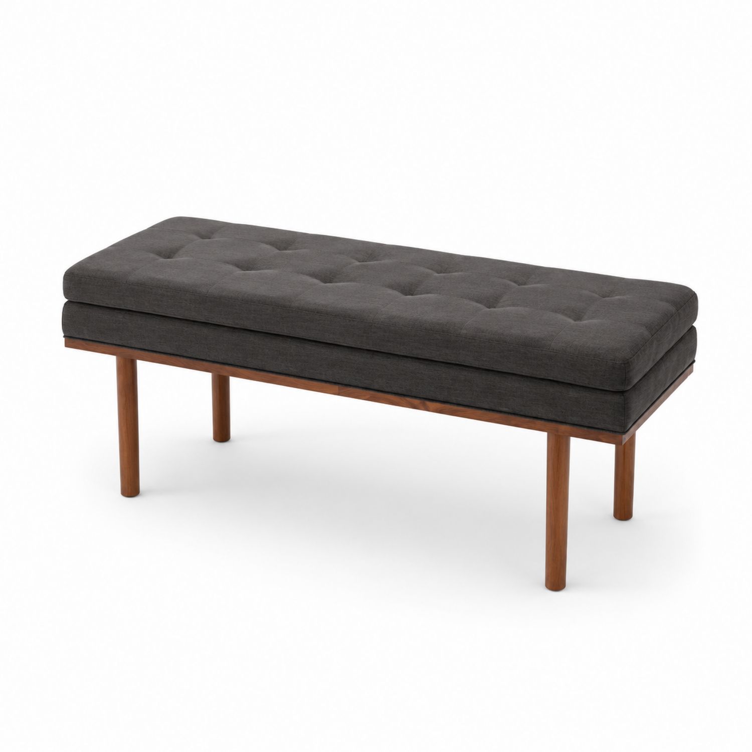 Banco de Tela Antracita con Patas de Madera