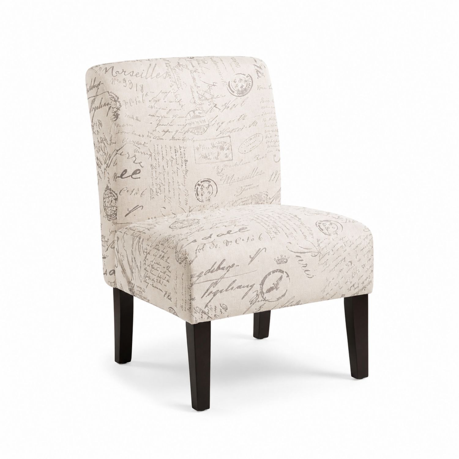 Silla tapizada en tela de algodón con estampado beige