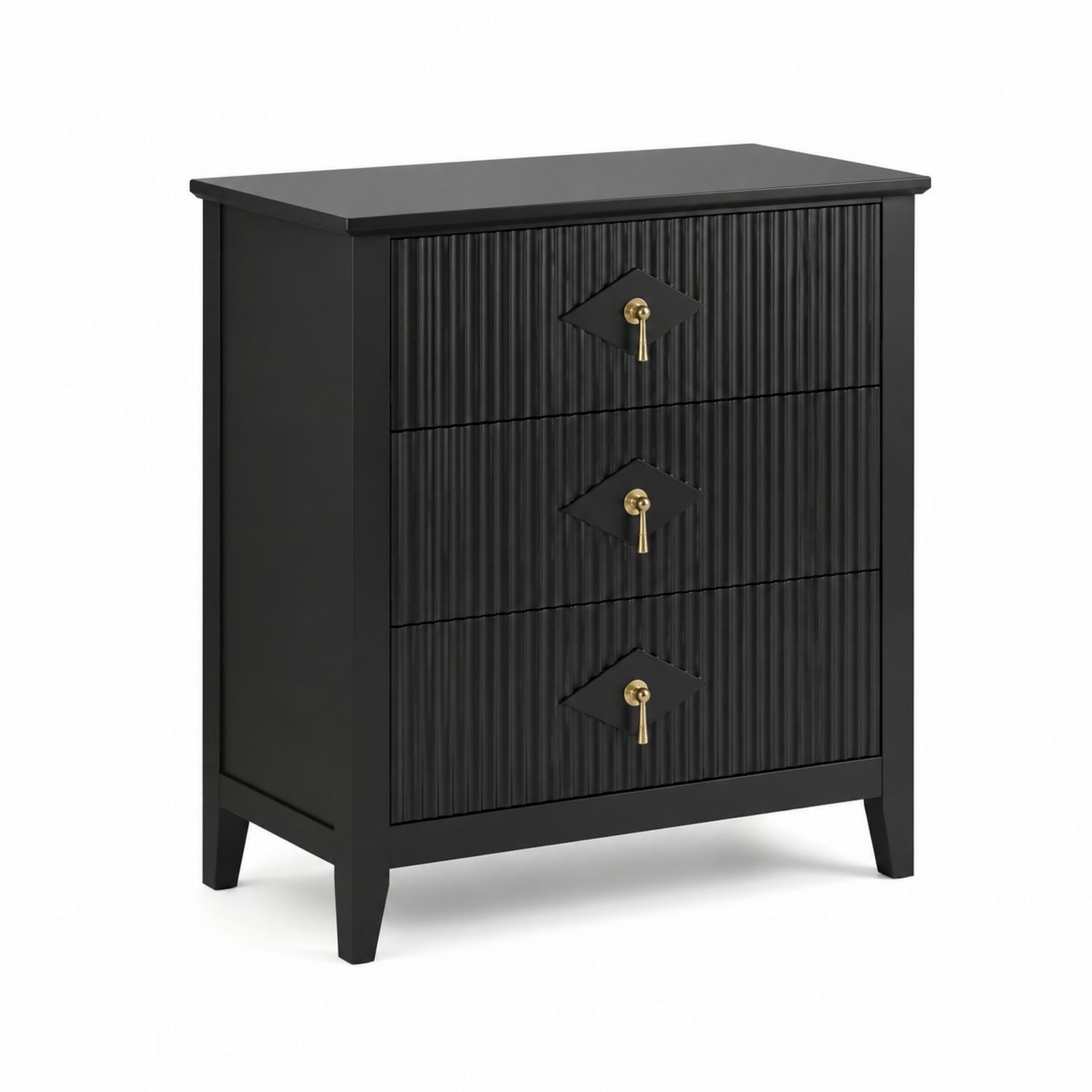 Cajonera de Madera Negra con 3 Cajones 80x85x40 cm