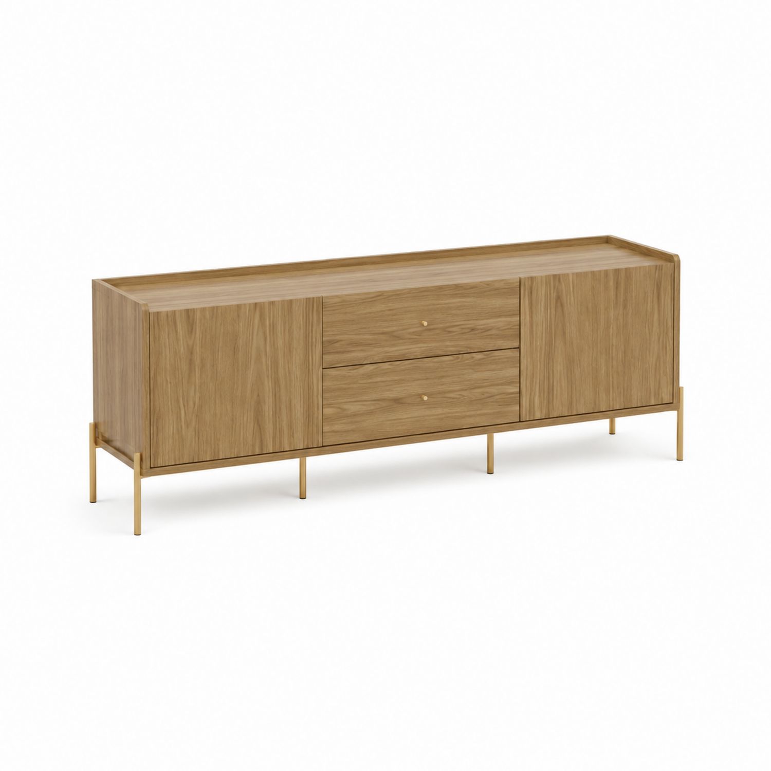 Mueble TV de Madera de Roble con Patas de Metal 180x45x55cm