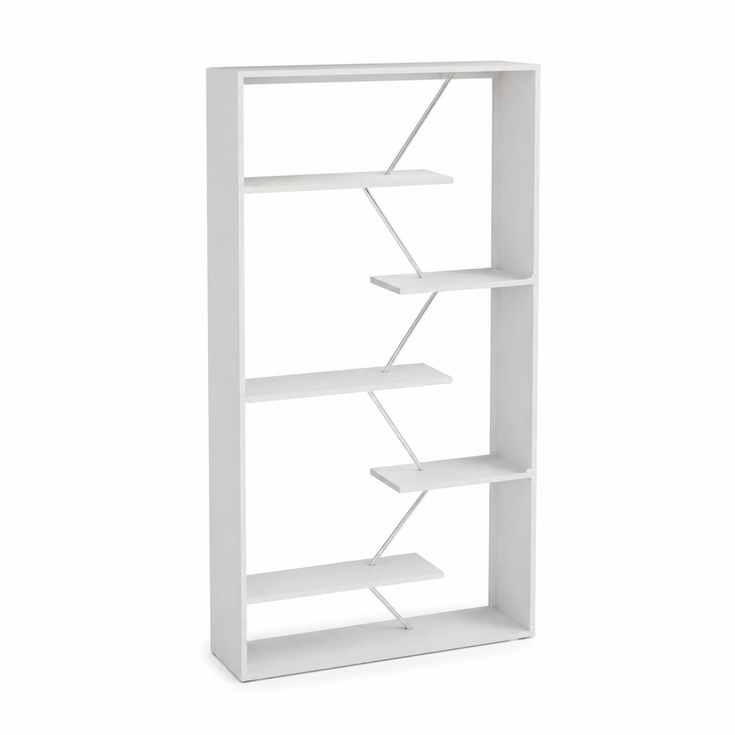 Estantería de pie 5 niveles MDF blanco con soporte metálico 180x80x25 cm