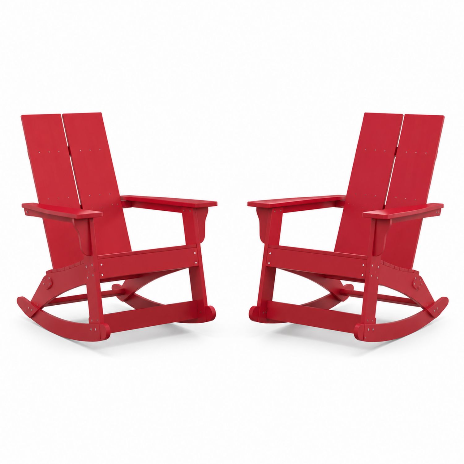 Conjunto de 2 sillas mecedoras de plástico rojo