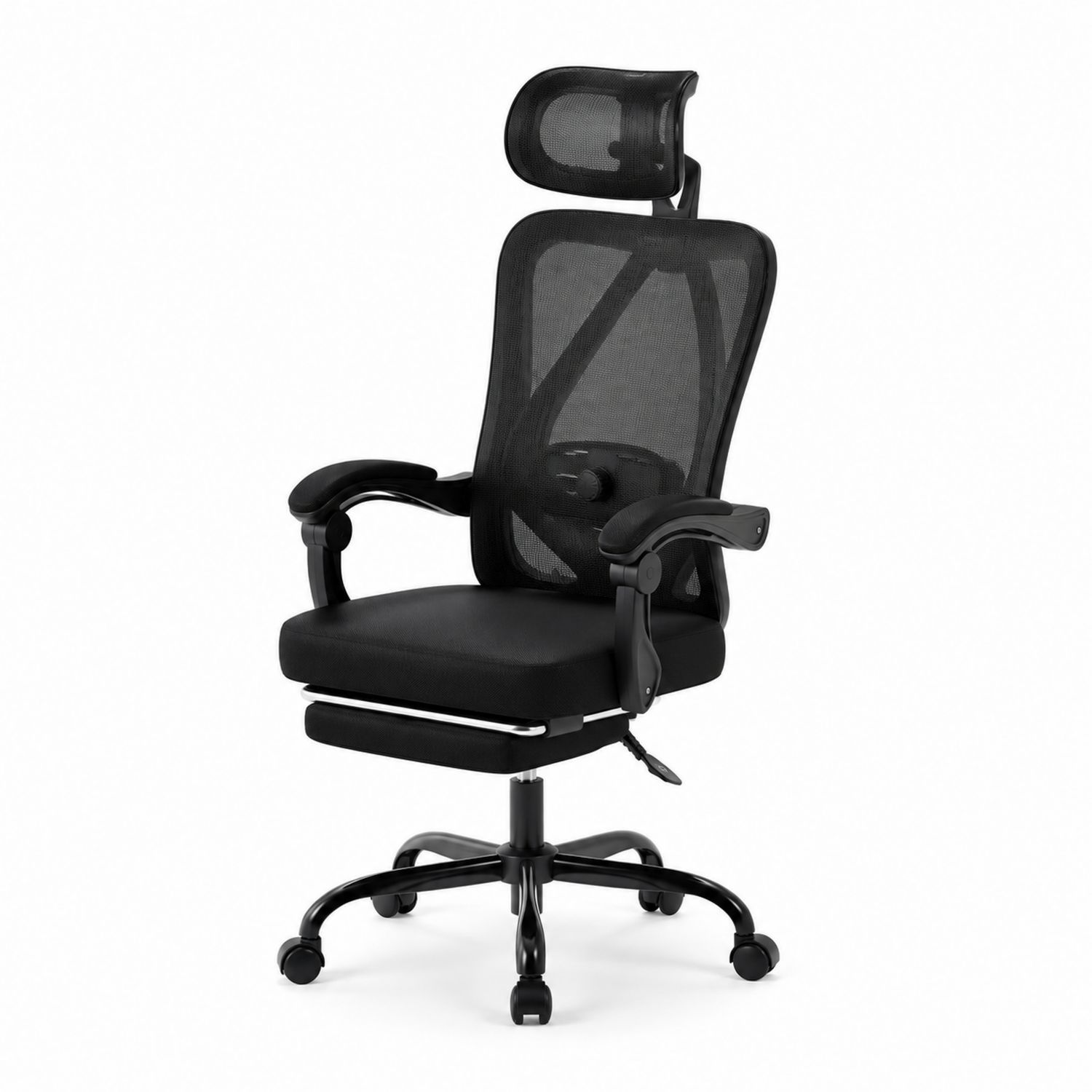 Silla ergonómica de malla con reposacabezas ajustable negra