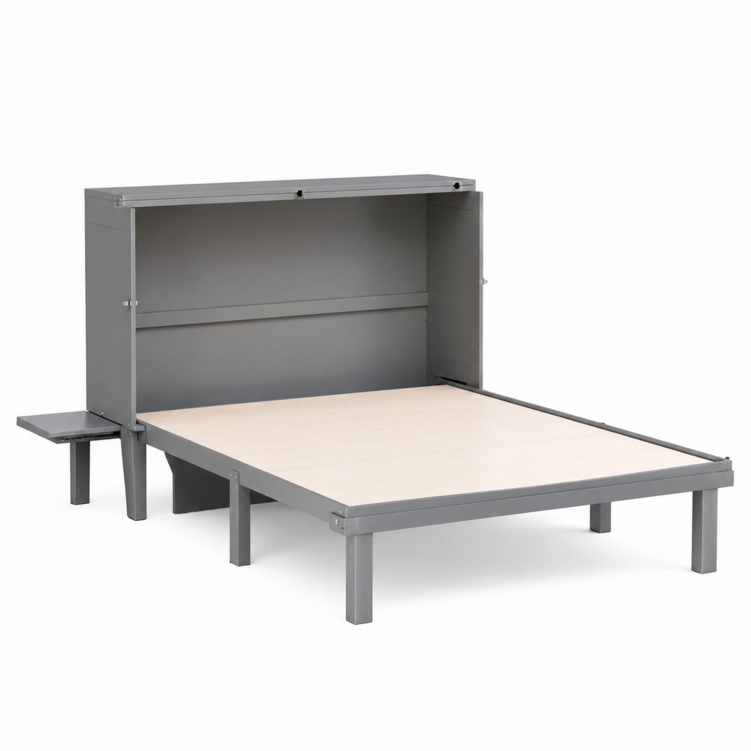 Cama de pared plegable de metal y MDF 200x150 cm Gris