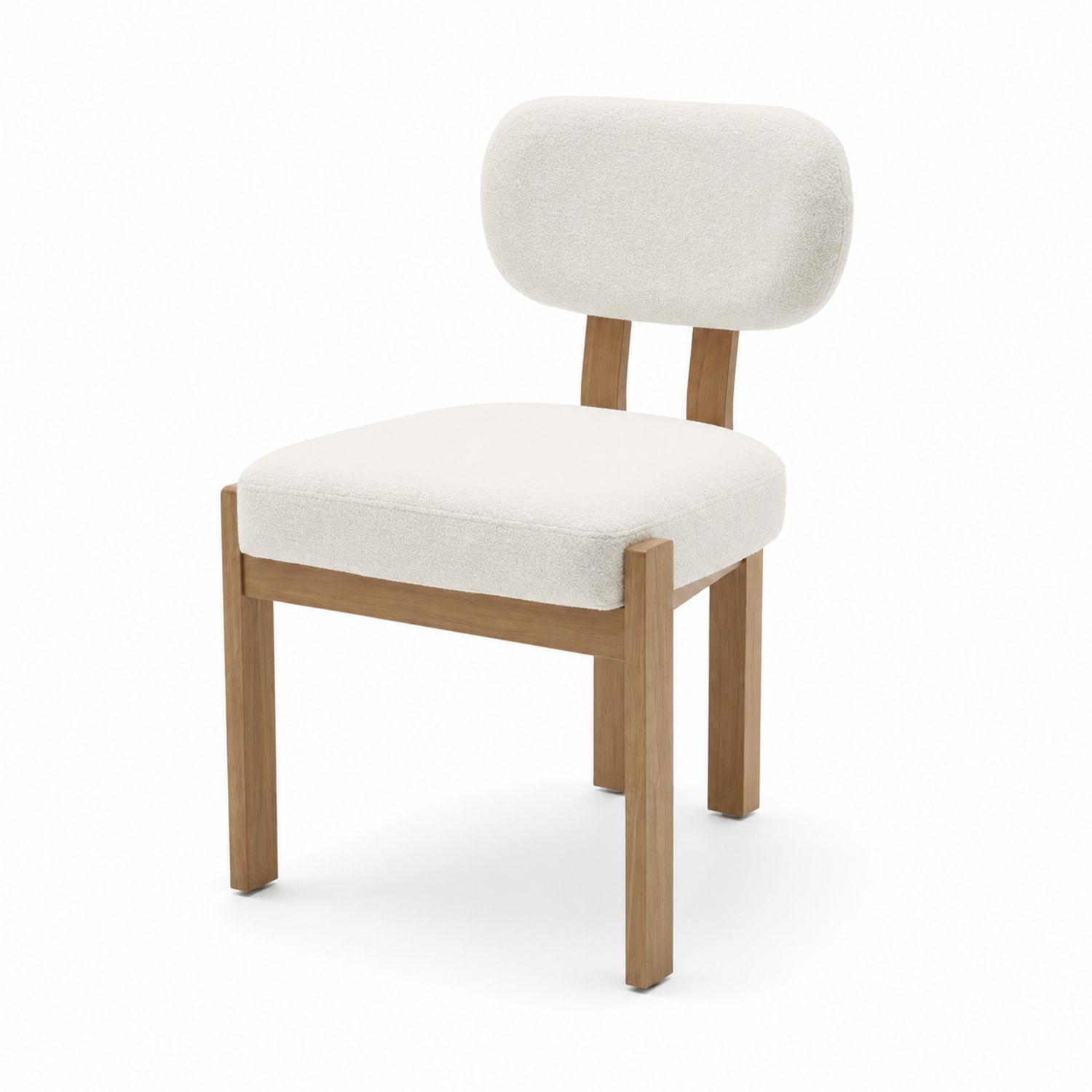 Silla de comedor de madera con tapizado en tela de poliéster beige