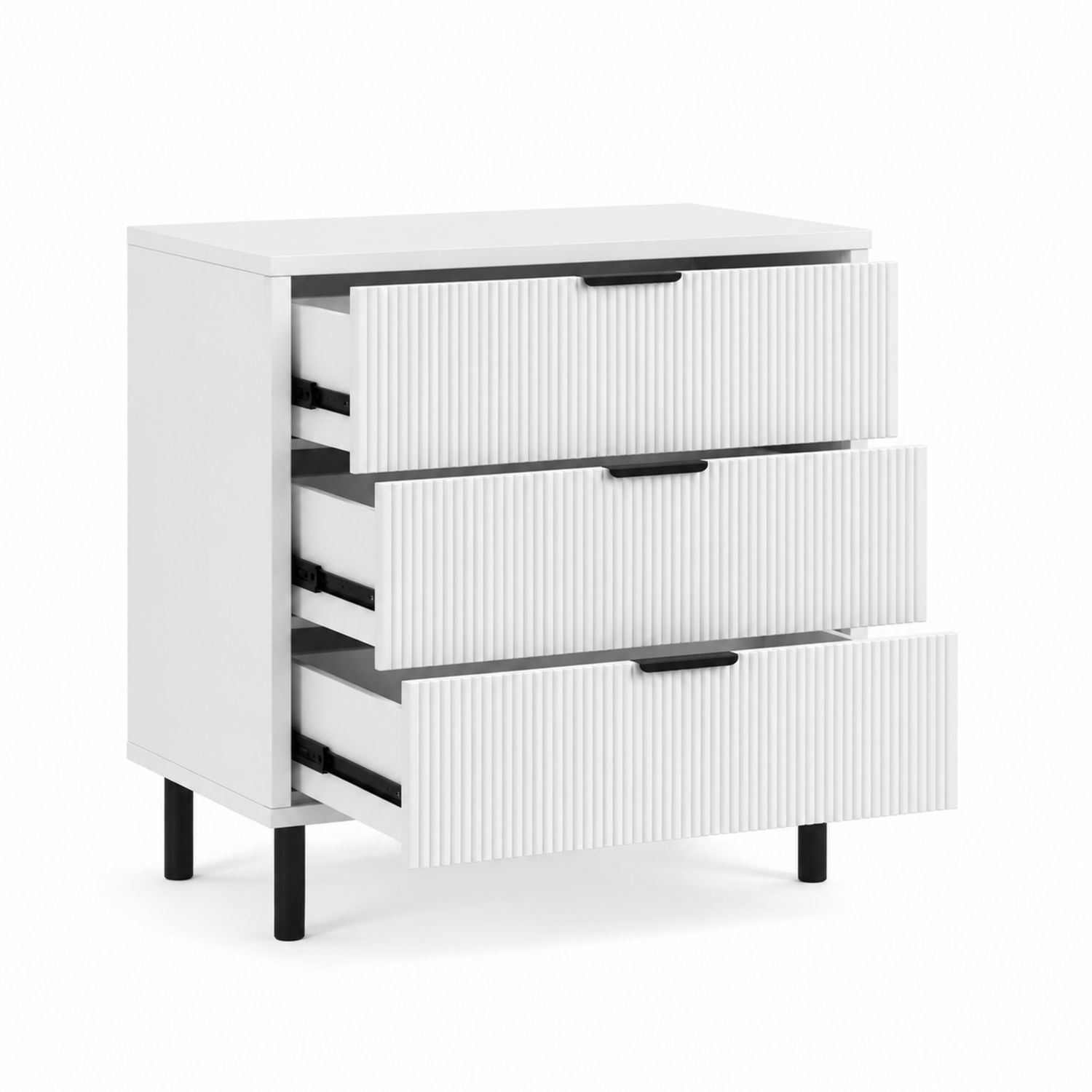 Cajonera de Madera con 3 Cajones Blanca 80x40x90 cm