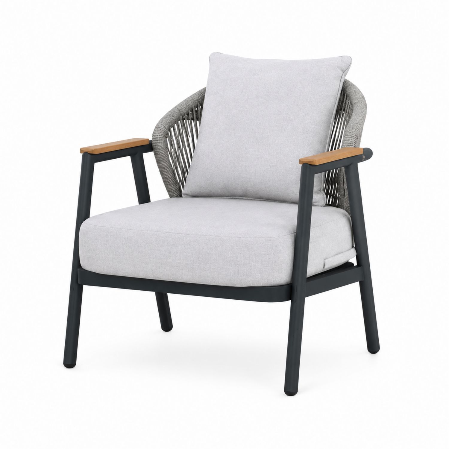 Silla de exterior de aluminio con cojín de tela