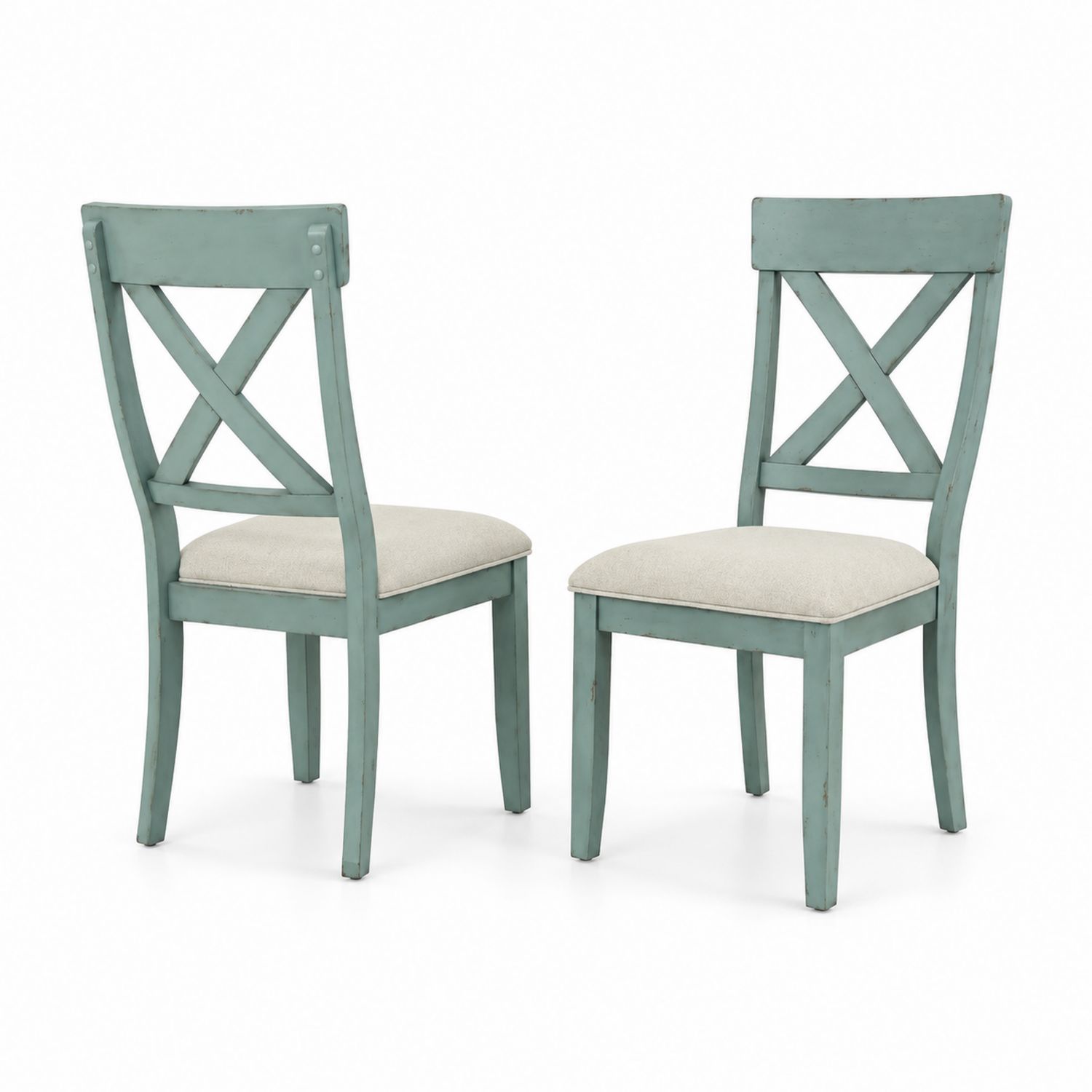 Juego de 2 sillas comedor madera respaldo cruzado beige