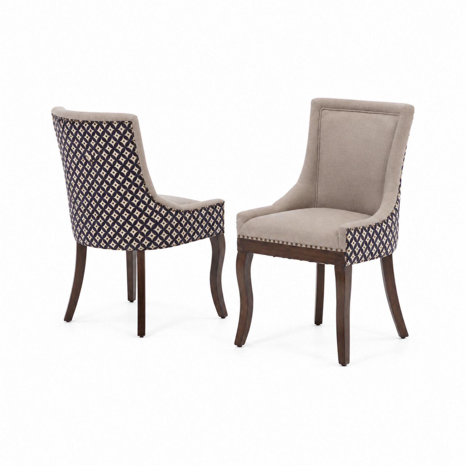 Juego de 2 sillas de comedor de poliéster y madera