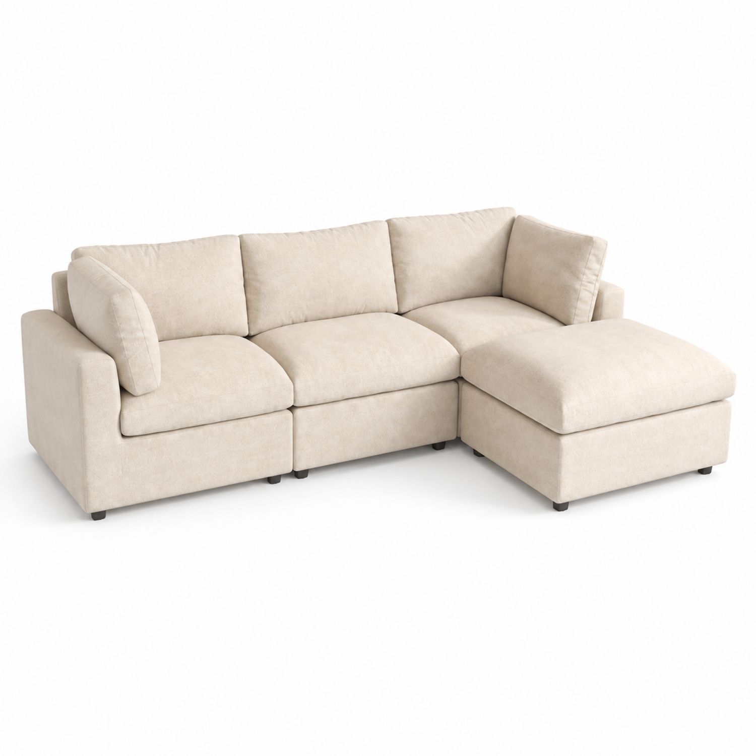 Sofá Seccional en L 3 Plazas Tapizado Beige