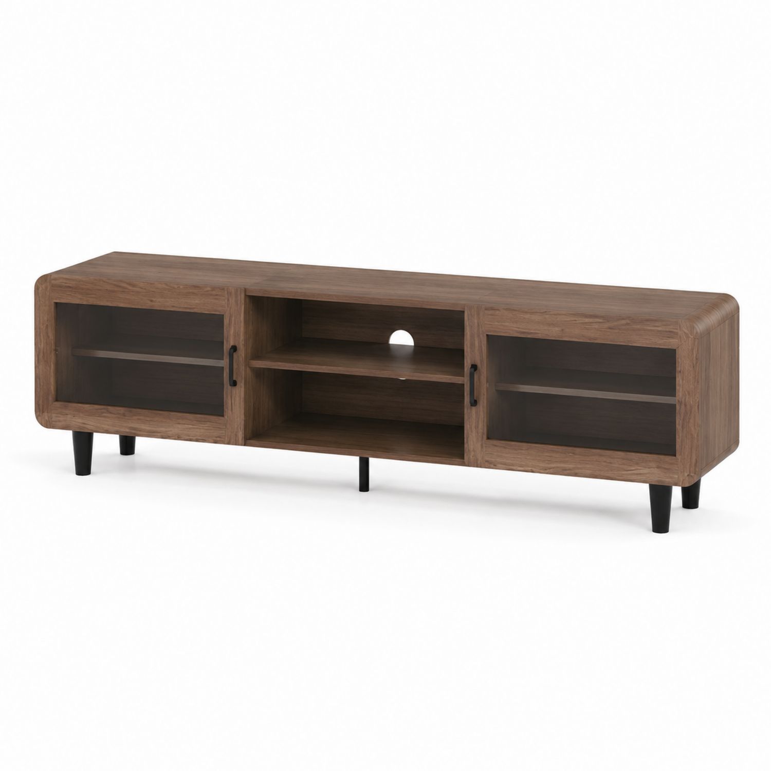 Mueble de TV de Madera con Puertas de Vidrio