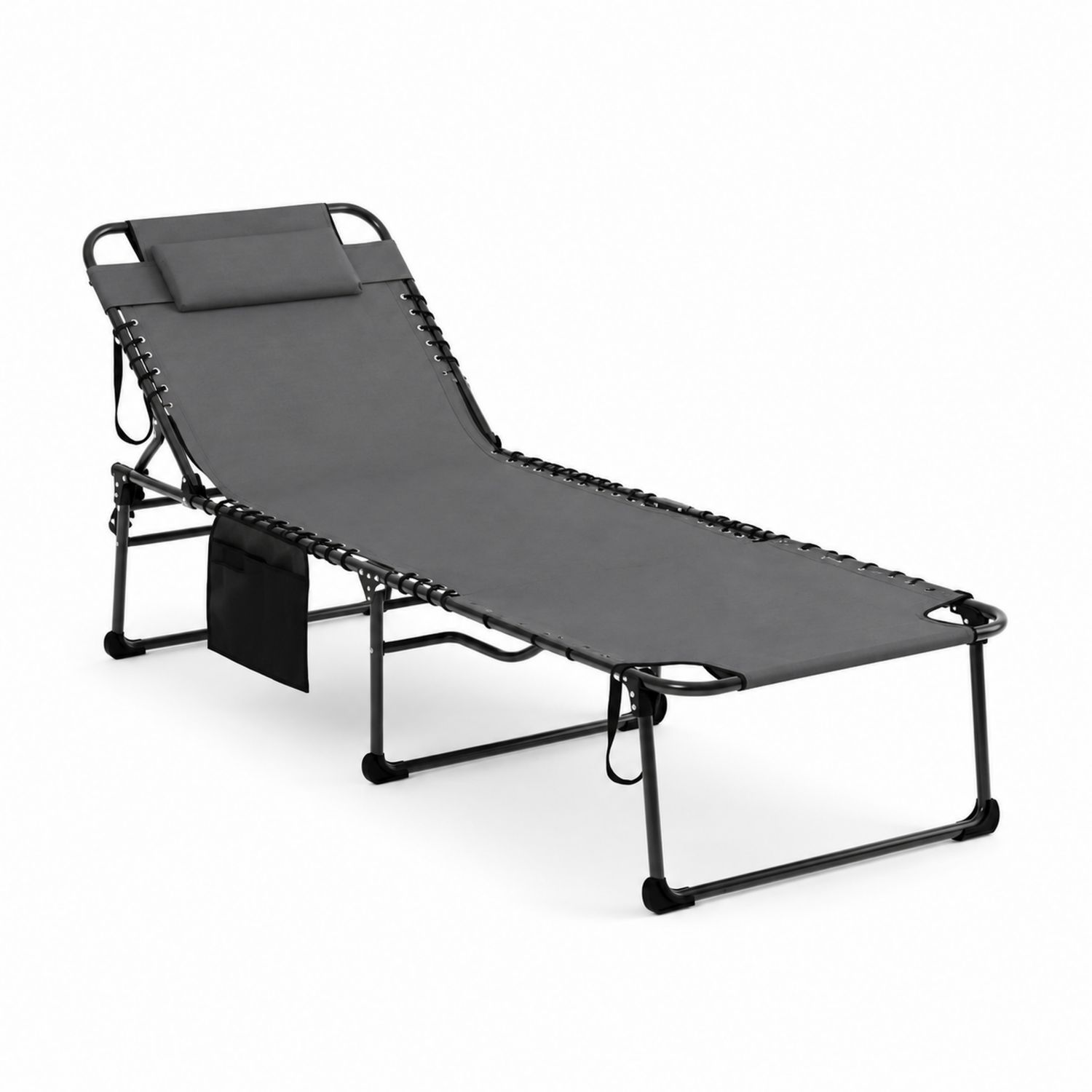 Tumbona plegable de acero con textileno gris