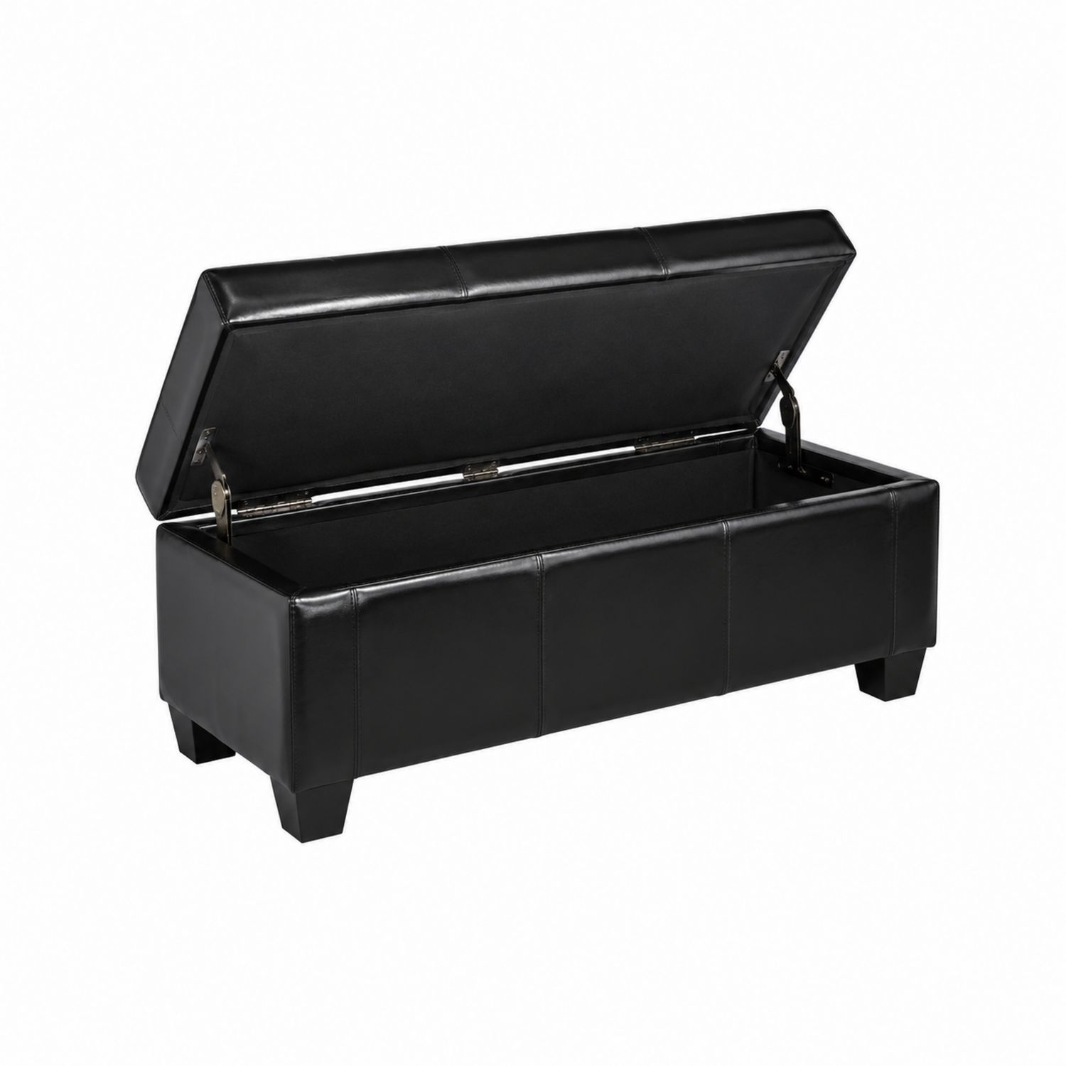Puf con almacenamiento de cuero sintético negro 120x45x40 cm