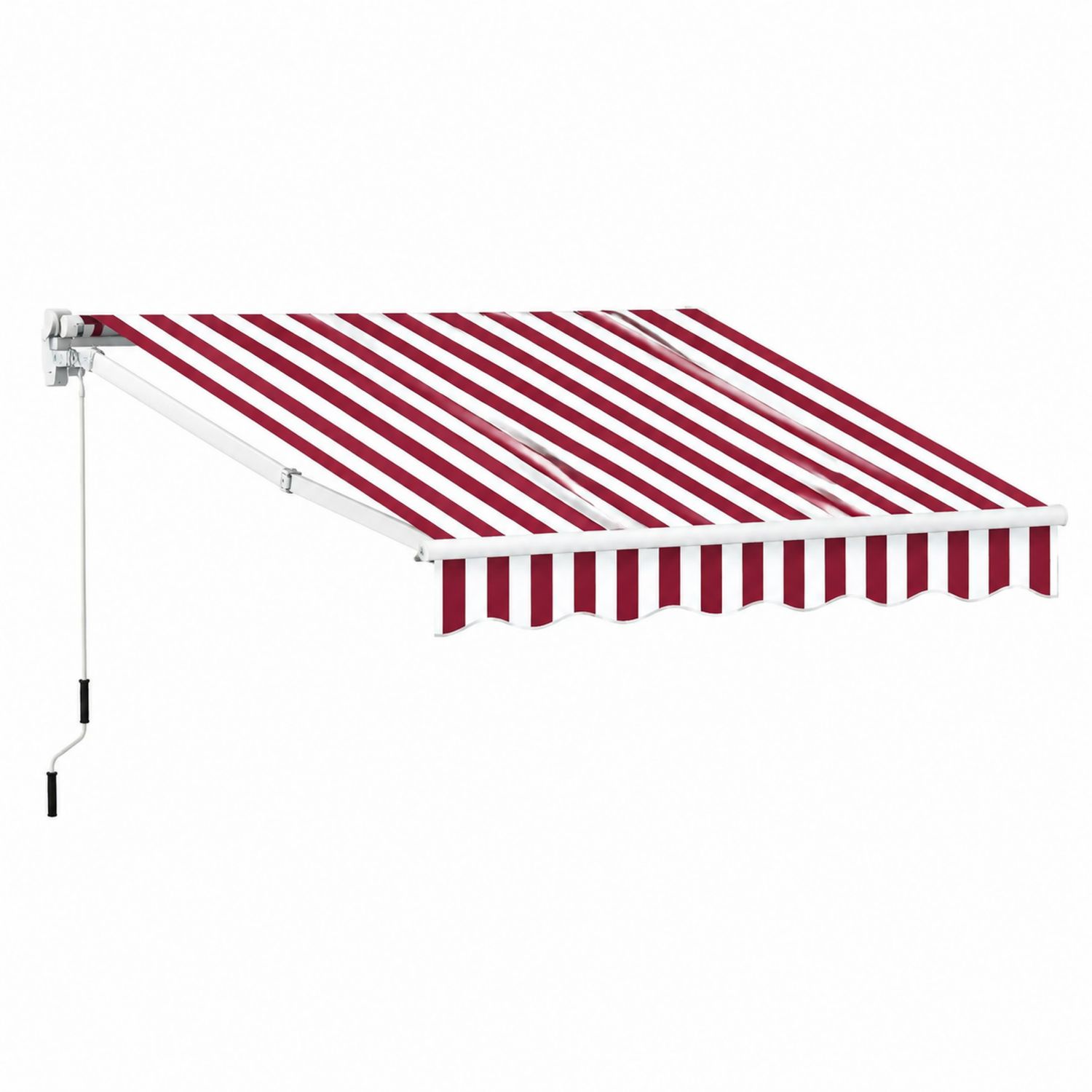 Toldo retráctil de poliéster rayado rojo y blanco 300x250 cm