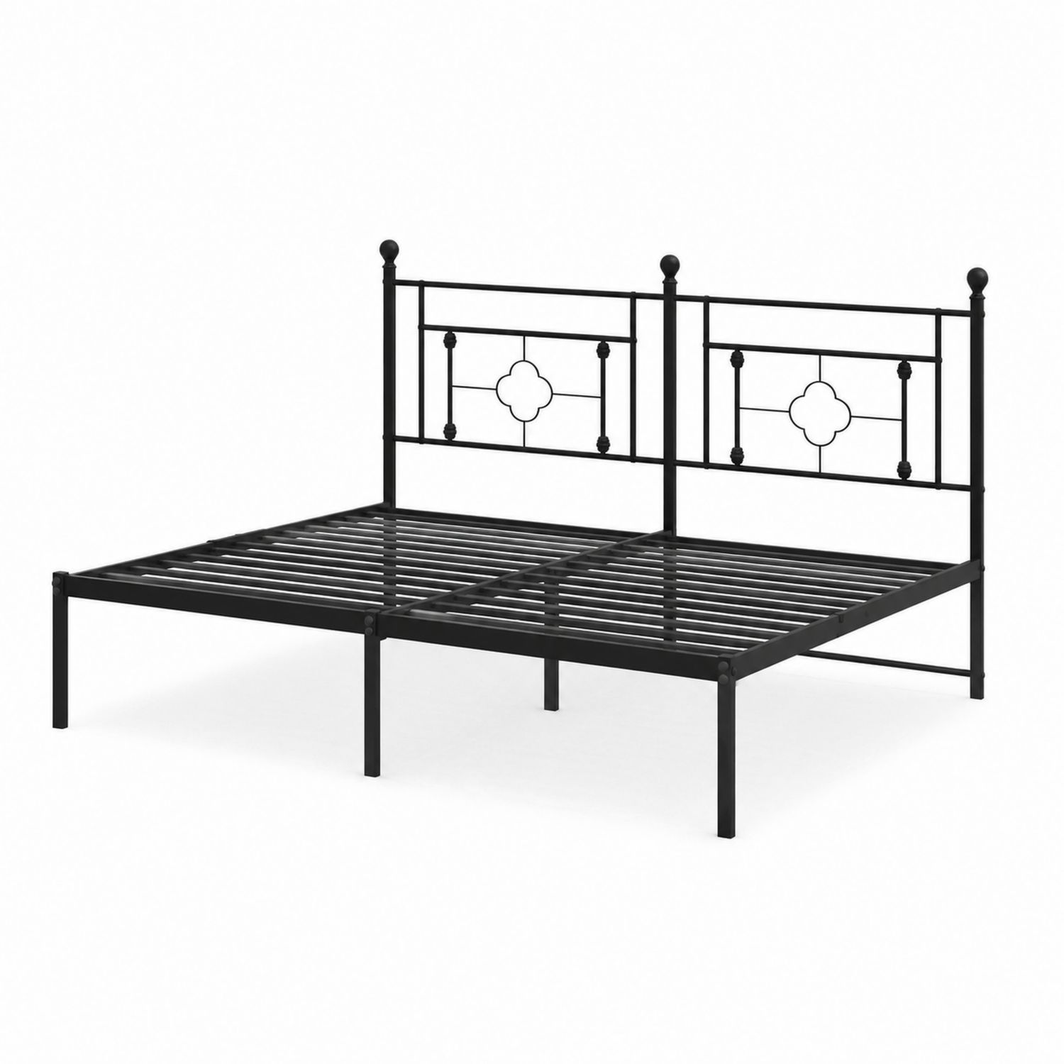 Cama de metal negro 200x150 cm con cabecero decorativo