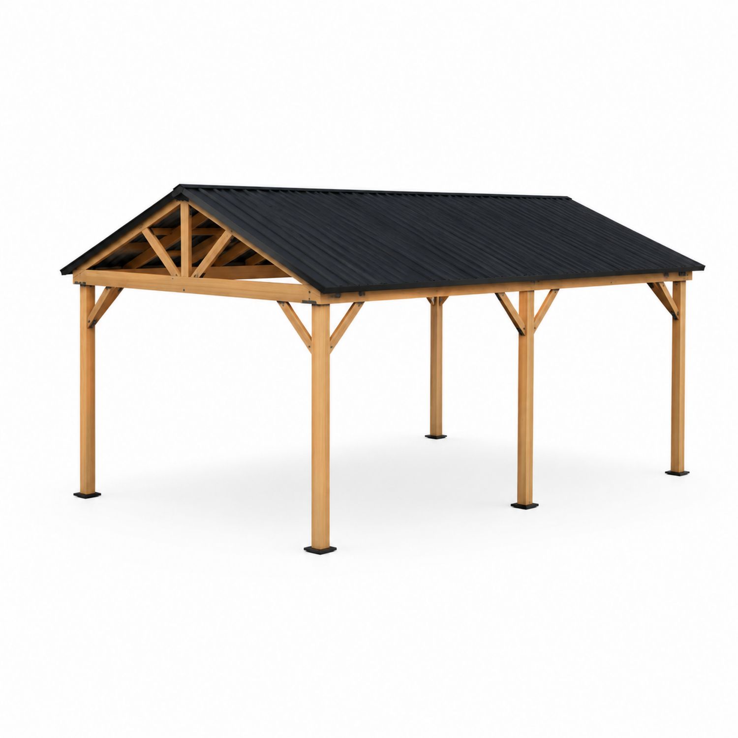 Marquesina de Madera y Acero 300x400x250 cm Negro y Marrón