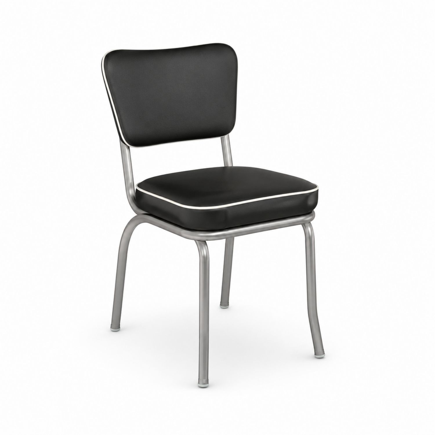 Silla de cuero sintético negro y marco de acero
