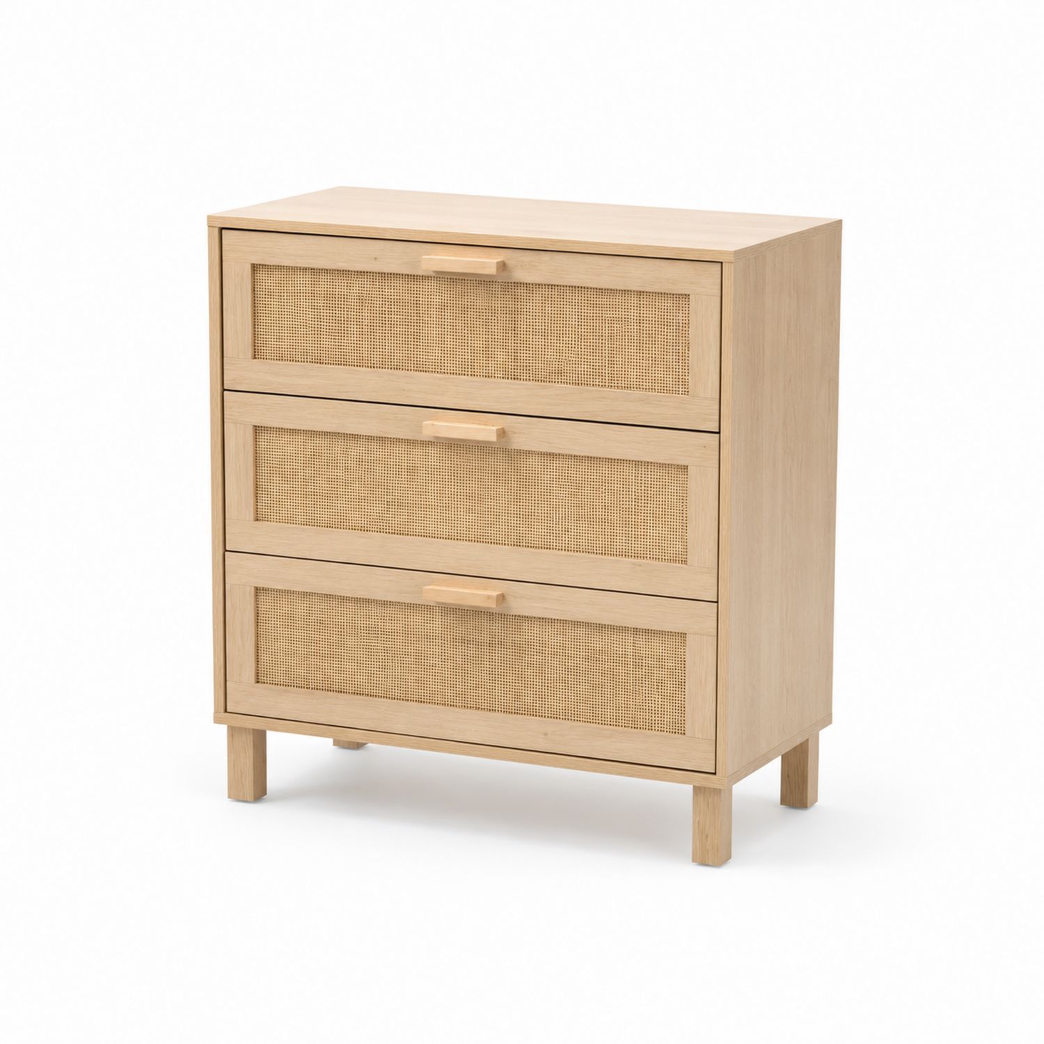 Cajonera de Madera y Ratán con 3 Cajones