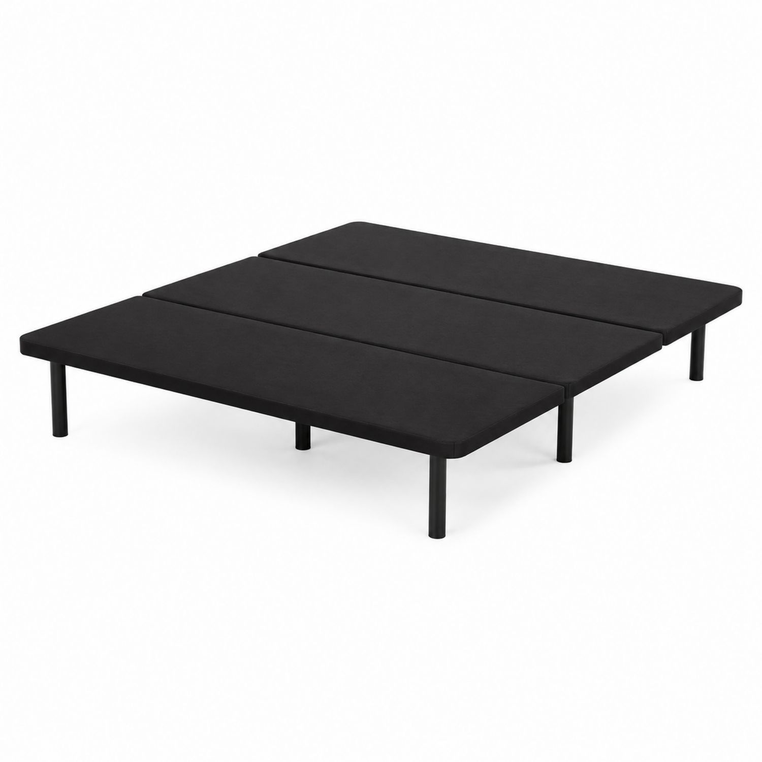 Base de cama doble de metal con tela negro