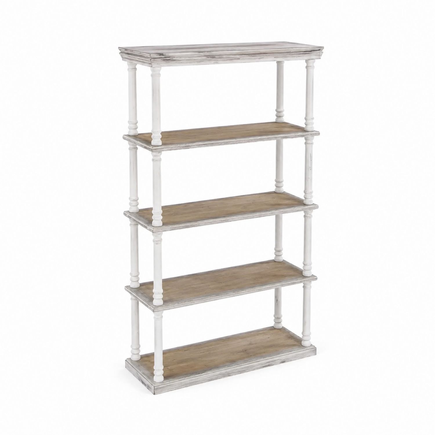 Estantería de Madera de 5 Niveles Blanco y Natural