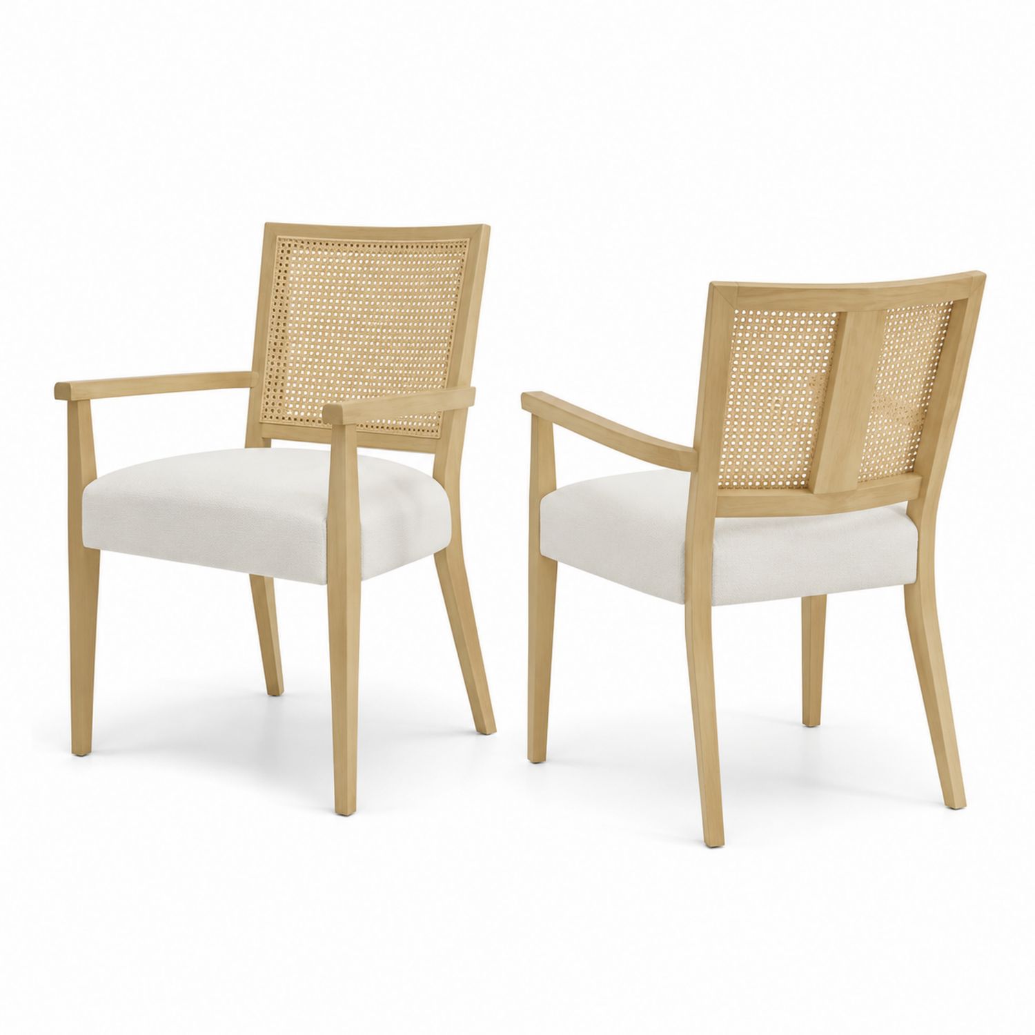 Juego de Sillas de Comedor de Madera de Haya y Ratán