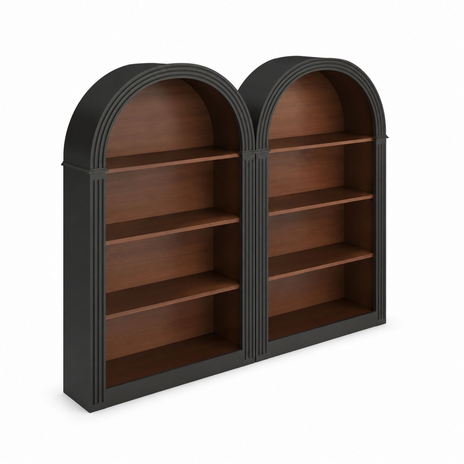 Estanterías dobles de MDF y metal 210x160x30 cm Marrón/Negro