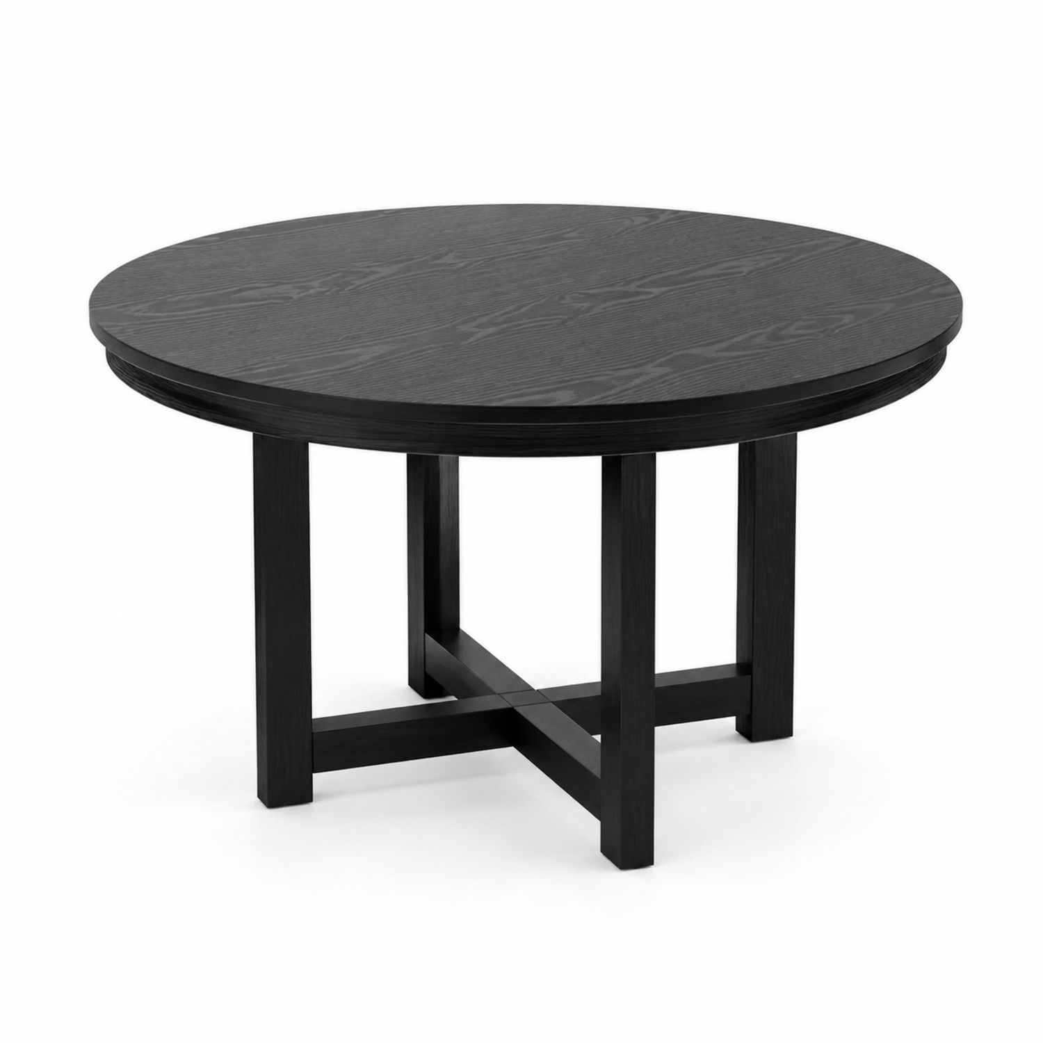 Mesa de comedor redonda de madera de fresno negro 120 cm