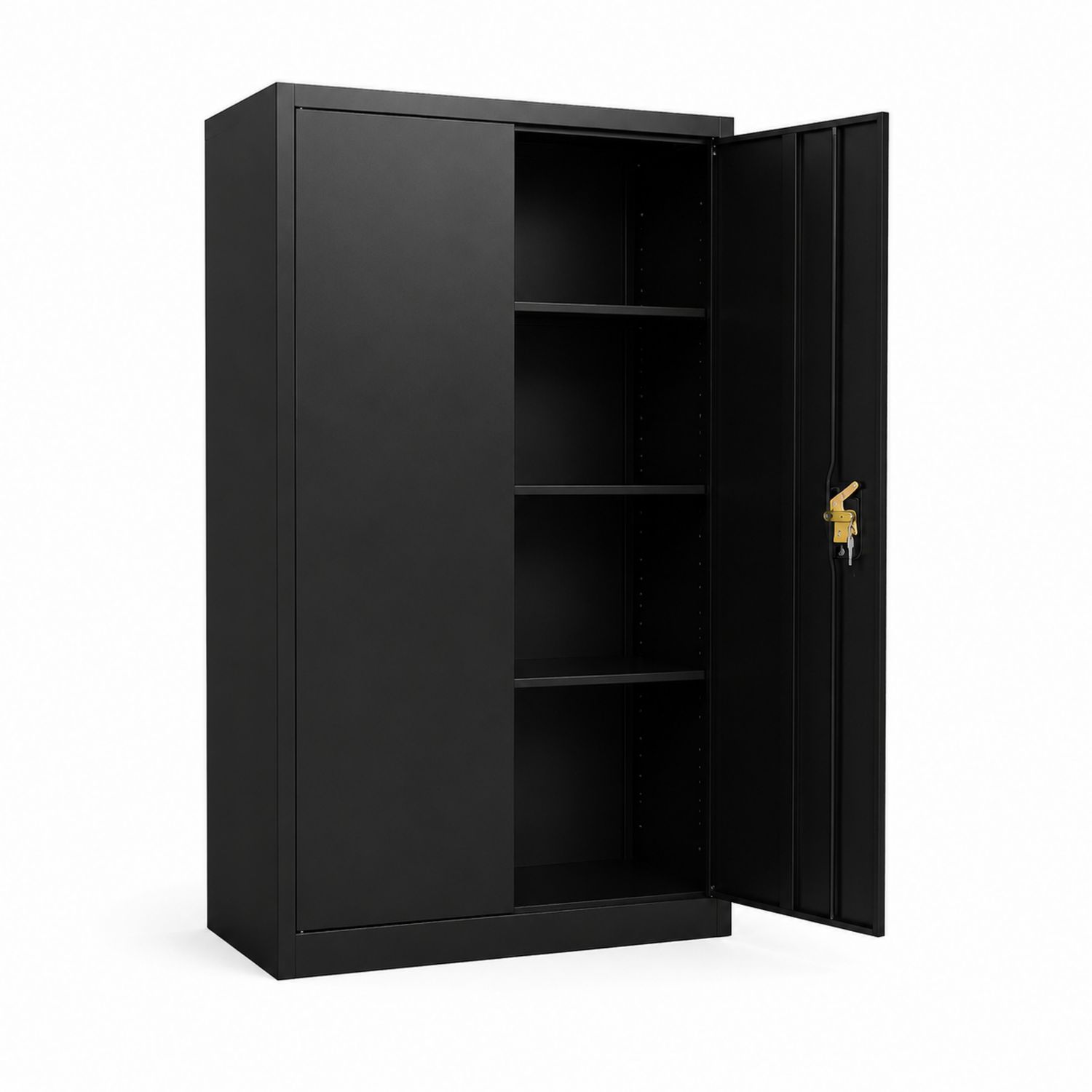 Armario de metal negro con cerradura y estantes ajustables 180x90x40 cm