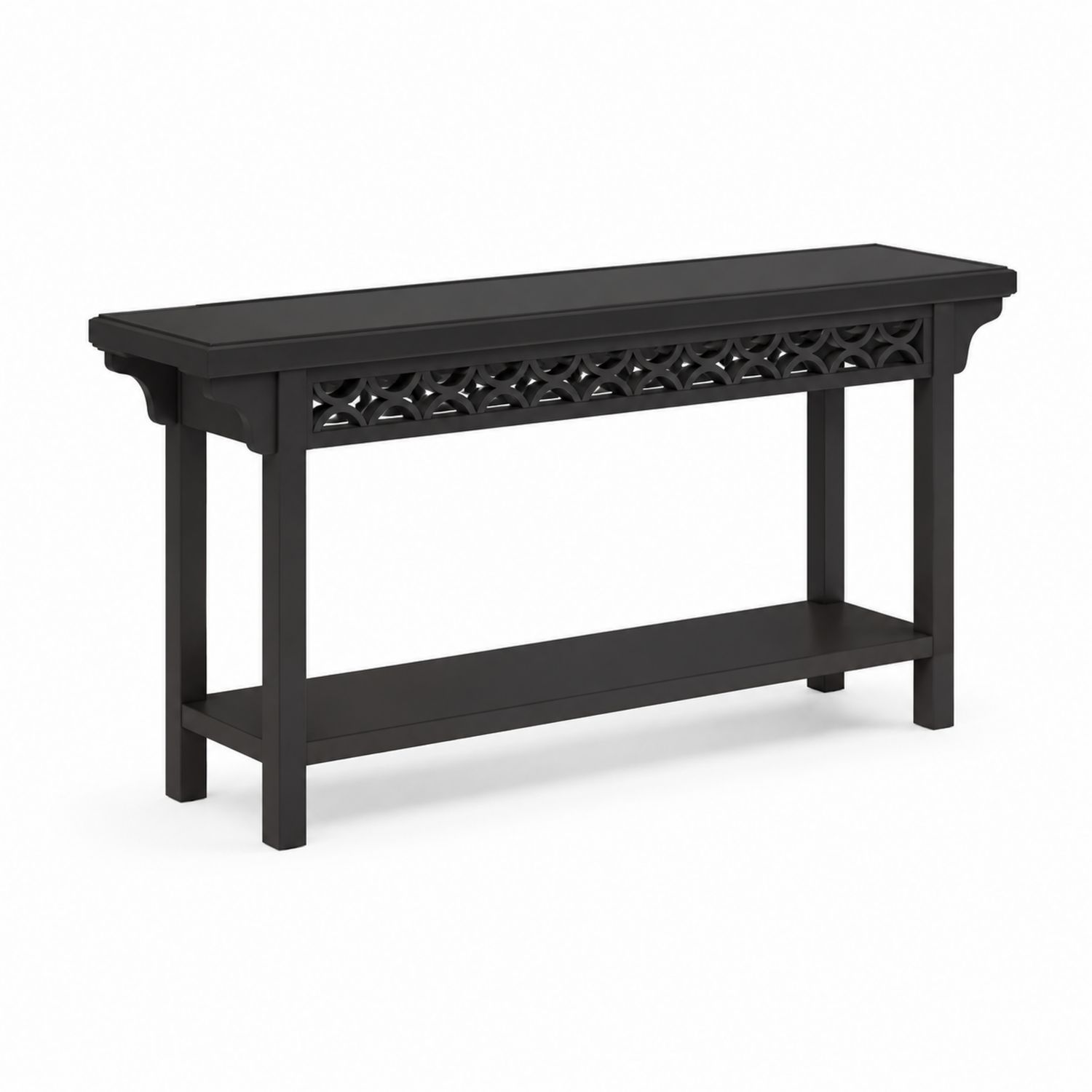 Mesa consola de madera negra con diseño decorativo 120x35x75 cm