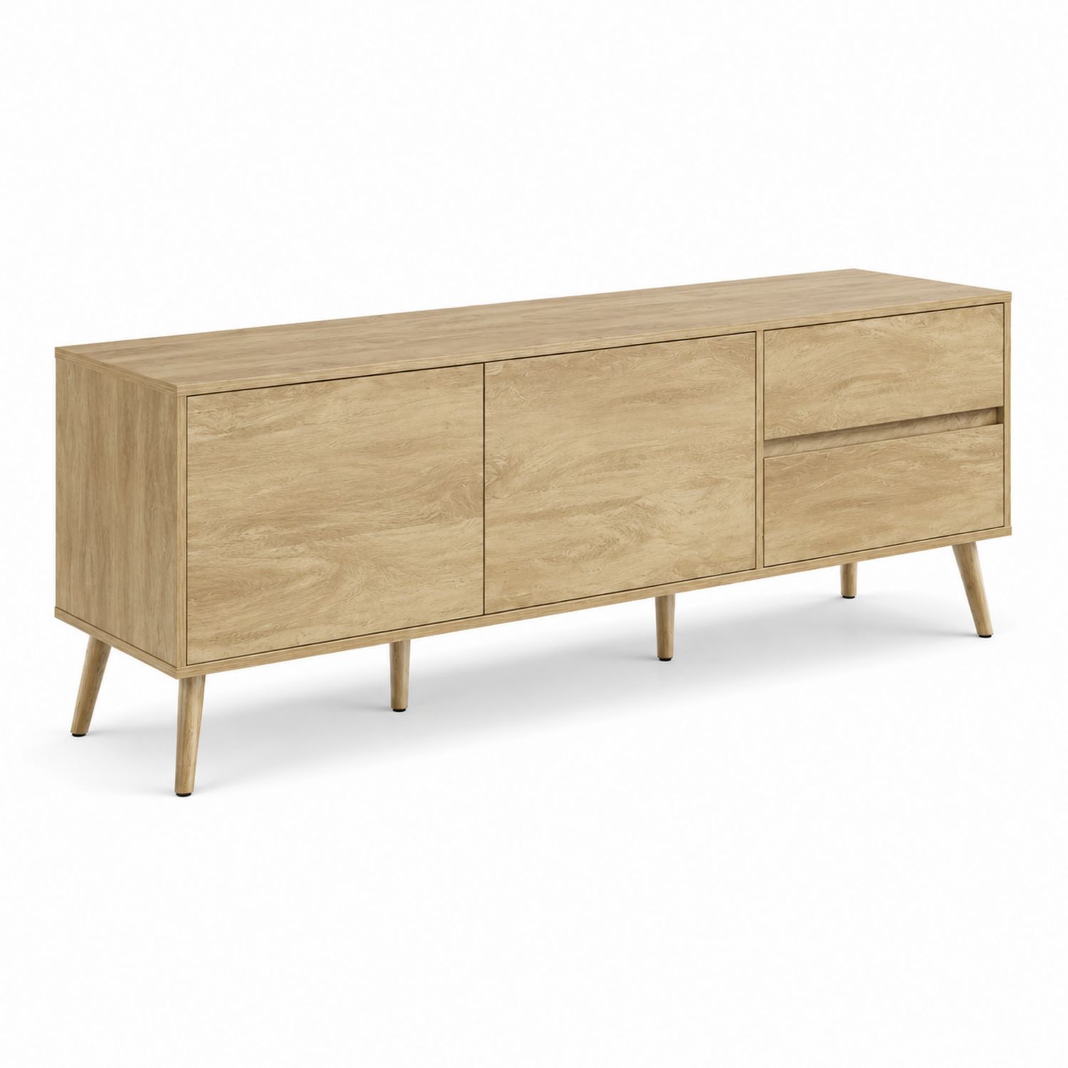 Mueble de TV de Madera de Roble con Puertas y Cajones, 180 cm