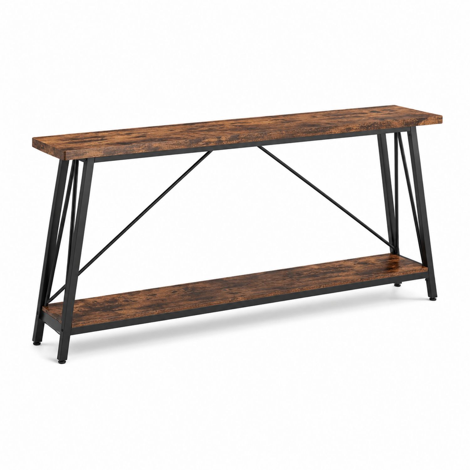 Mesa consola de madera y metal 120x30x80 cm Marrón/Negro