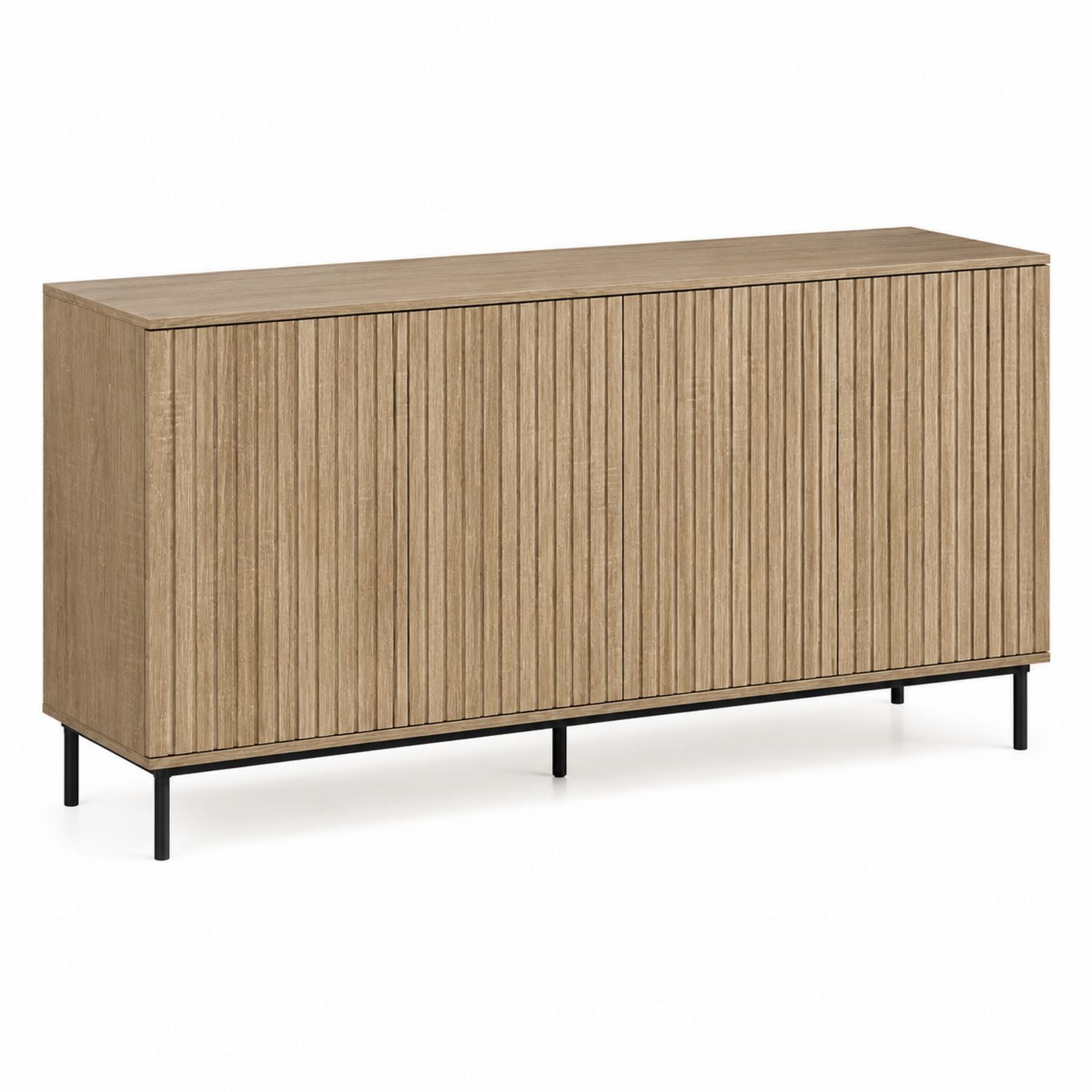 Aparador de madera de roble con patas de metal 180x45x75 cm