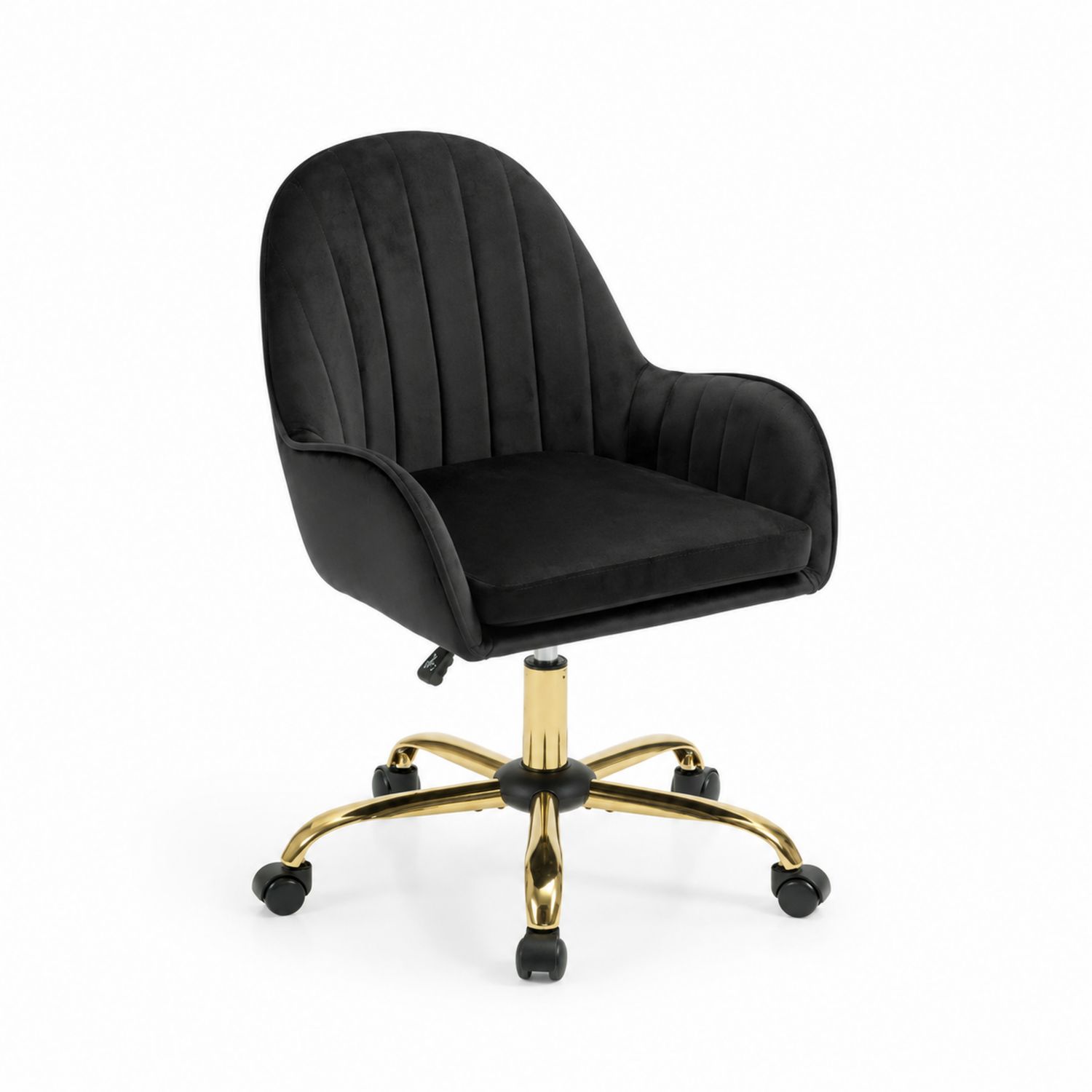 Silla de oficina giratoria de terciopelo con base metálica 55x60x90 cm