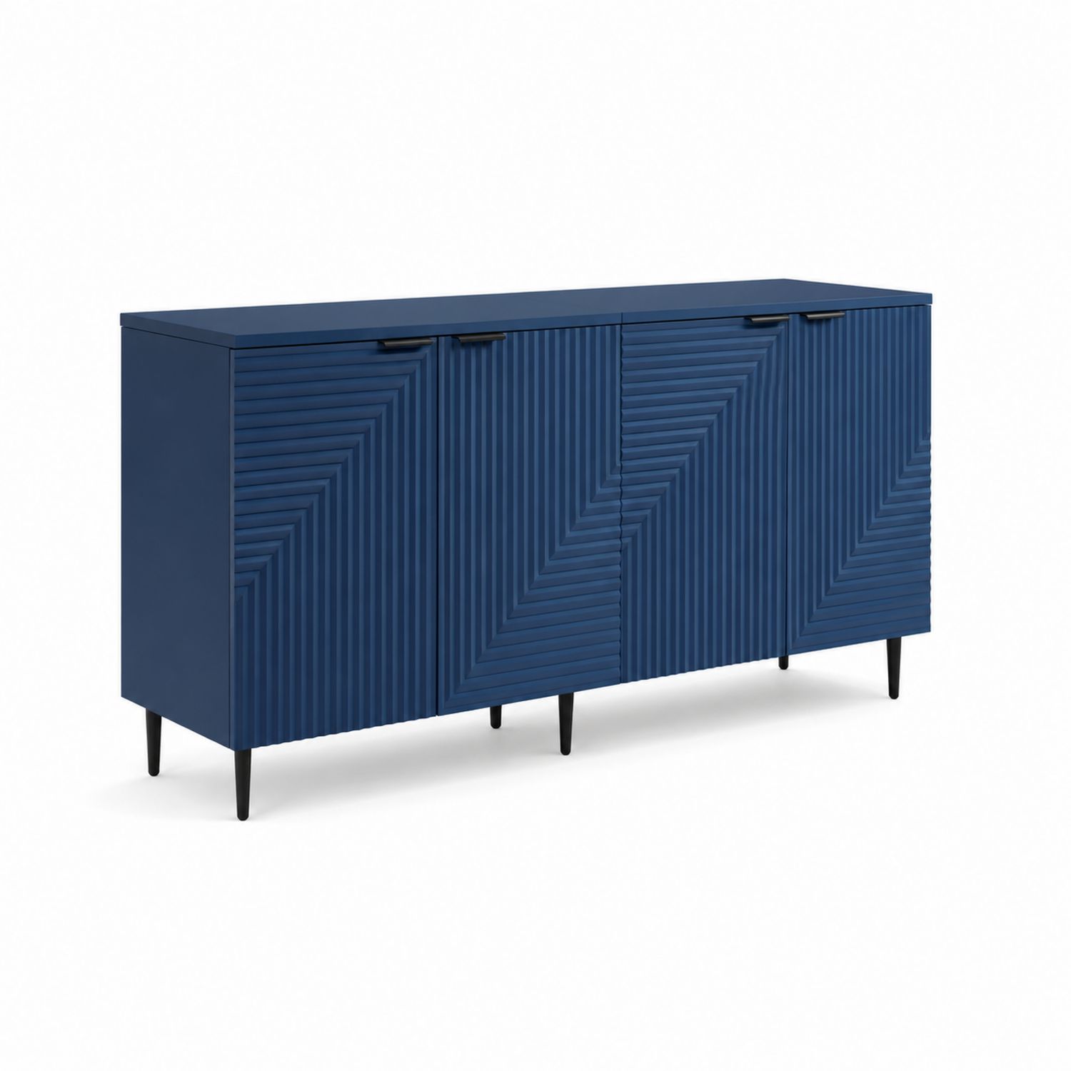 Aparador de Madera y Metal Azul 160x40x80 cm
